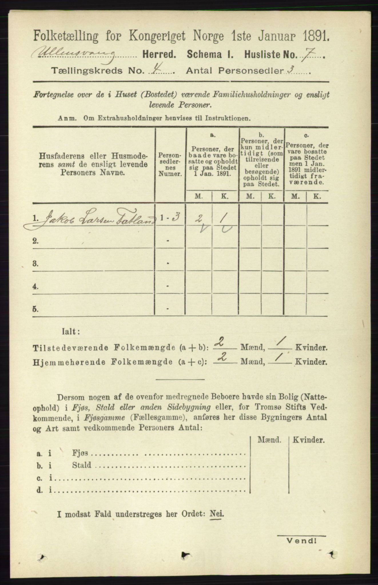 RA, Folketelling 1891 for 1230 Ullensvang herred, 1891, s. 864