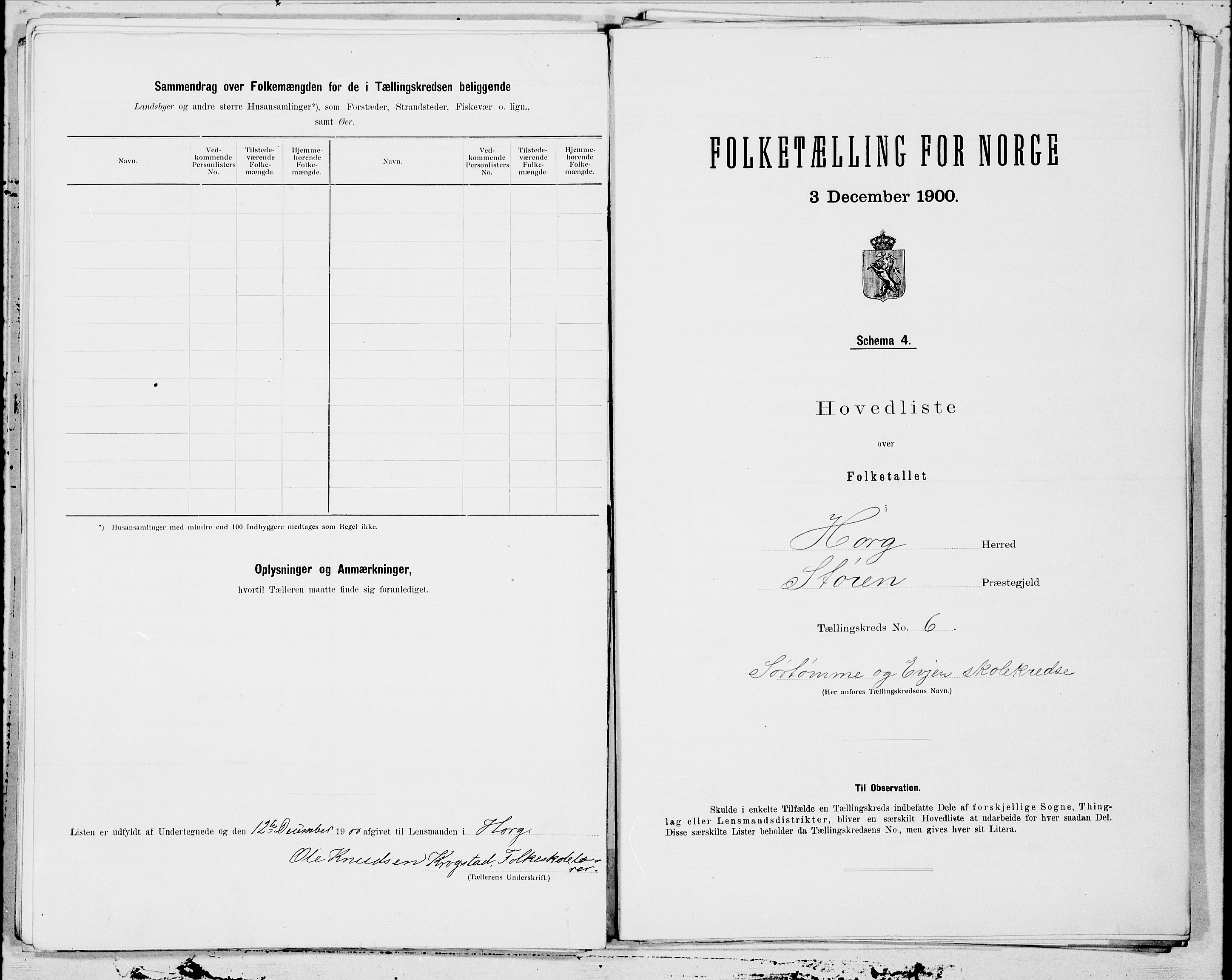 SAT, Folketelling 1900 for 1650 Horg herred, 1900, s. 12