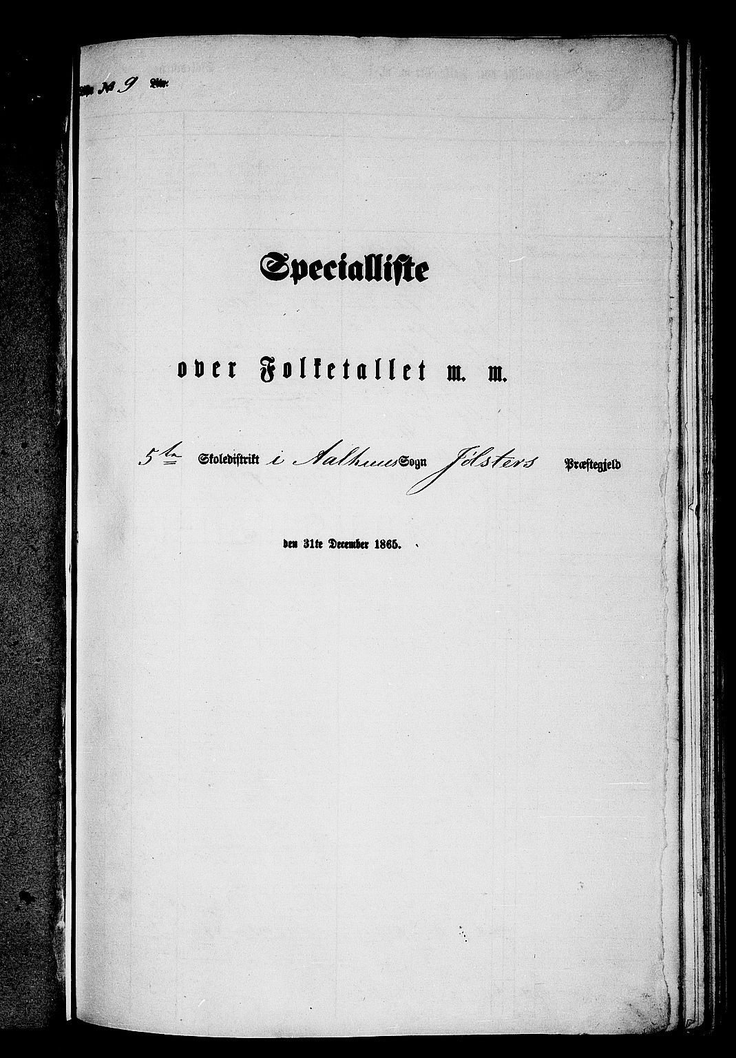 RA, Folketelling 1865 for 1431P Jølster prestegjeld, 1865, s. 113