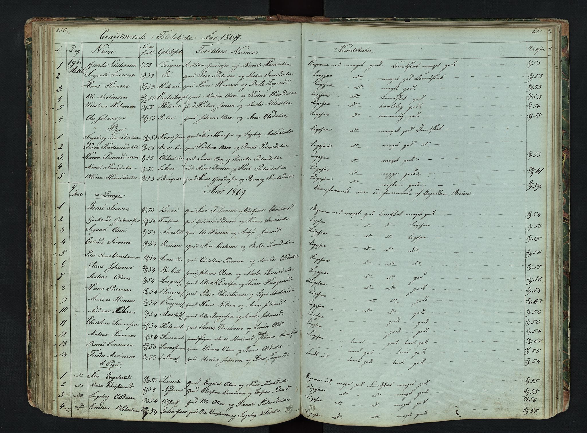 Gausdal prestekontor, AV/SAH-PREST-090/H/Ha/Hab/L0006: Klokkerbok nr. 6, 1846-1893, s. 250-251