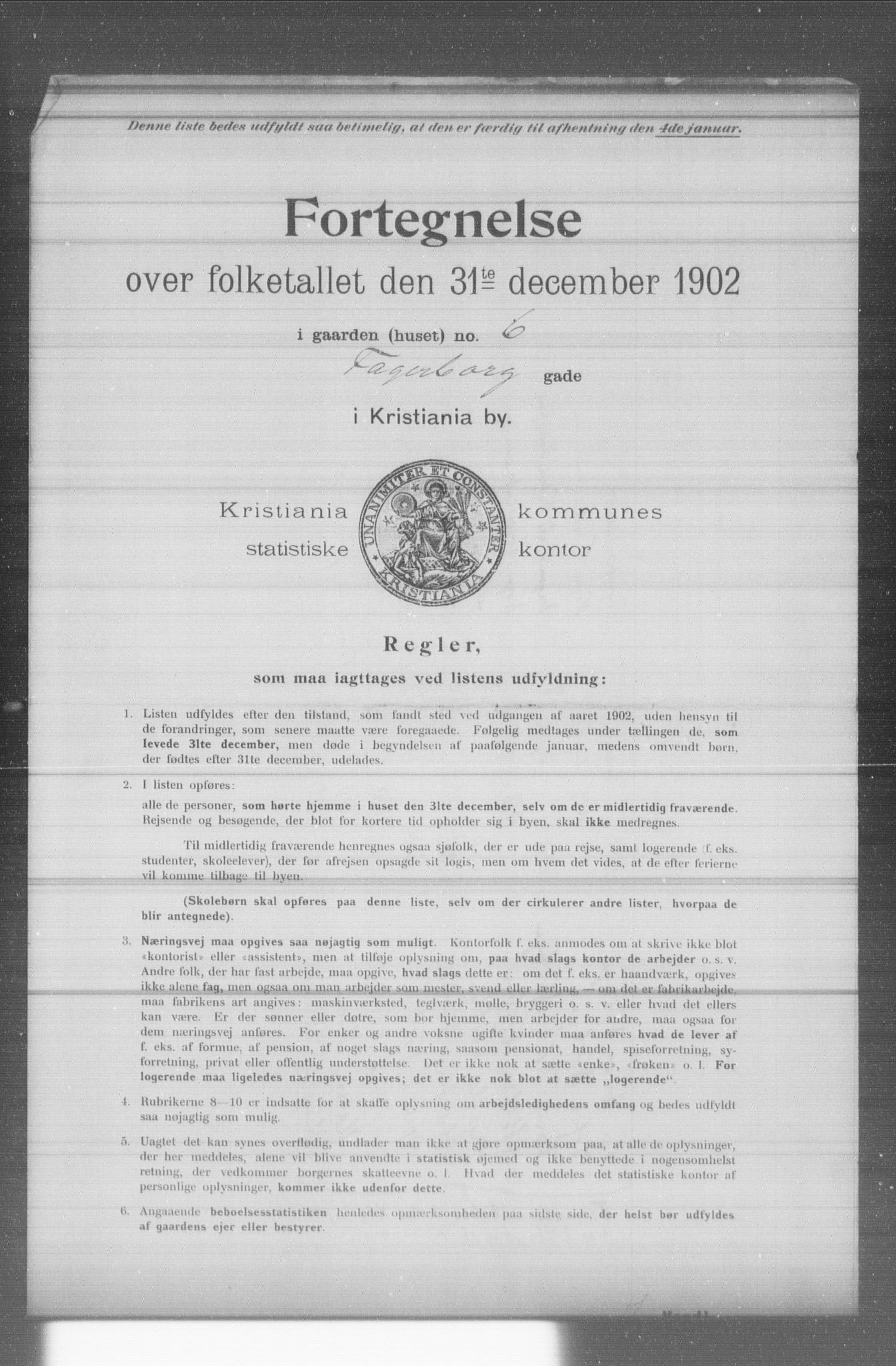 OBA, Kommunal folketelling 31.12.1902 for Kristiania kjøpstad, 1902, s. 4496