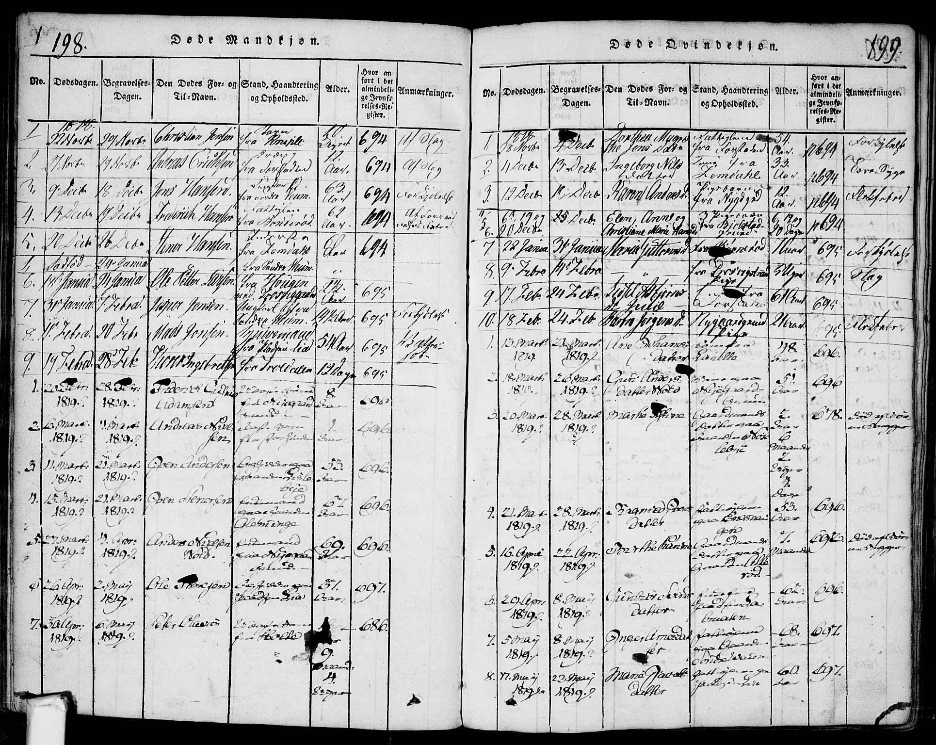 Glemmen prestekontor Kirkebøker, AV/SAO-A-10908/F/Fa/L0004: Ministerialbok nr. 4, 1816-1838, s. 198-199