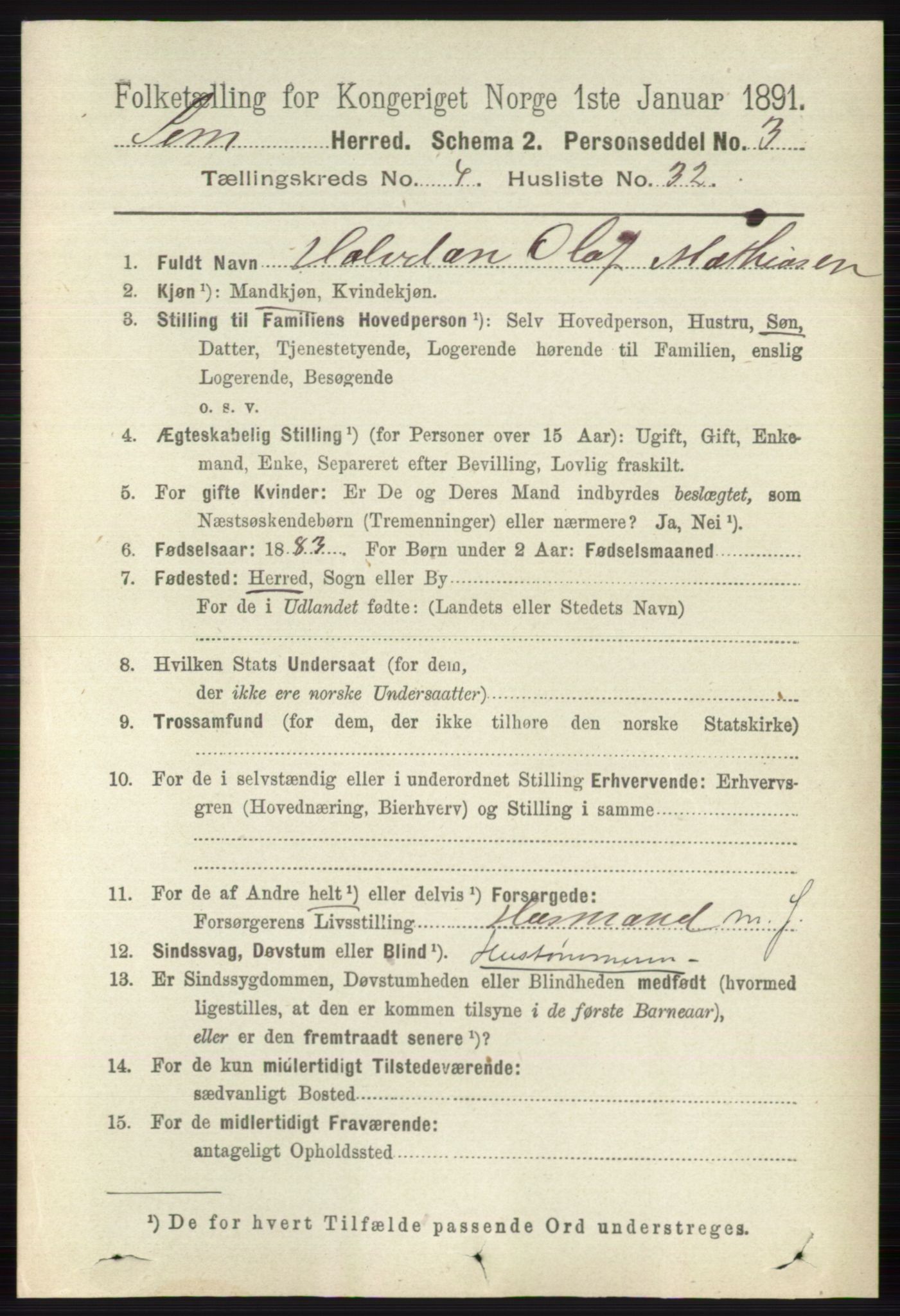 RA, Folketelling 1891 for 0721 Sem herred, 1891, s. 1785
