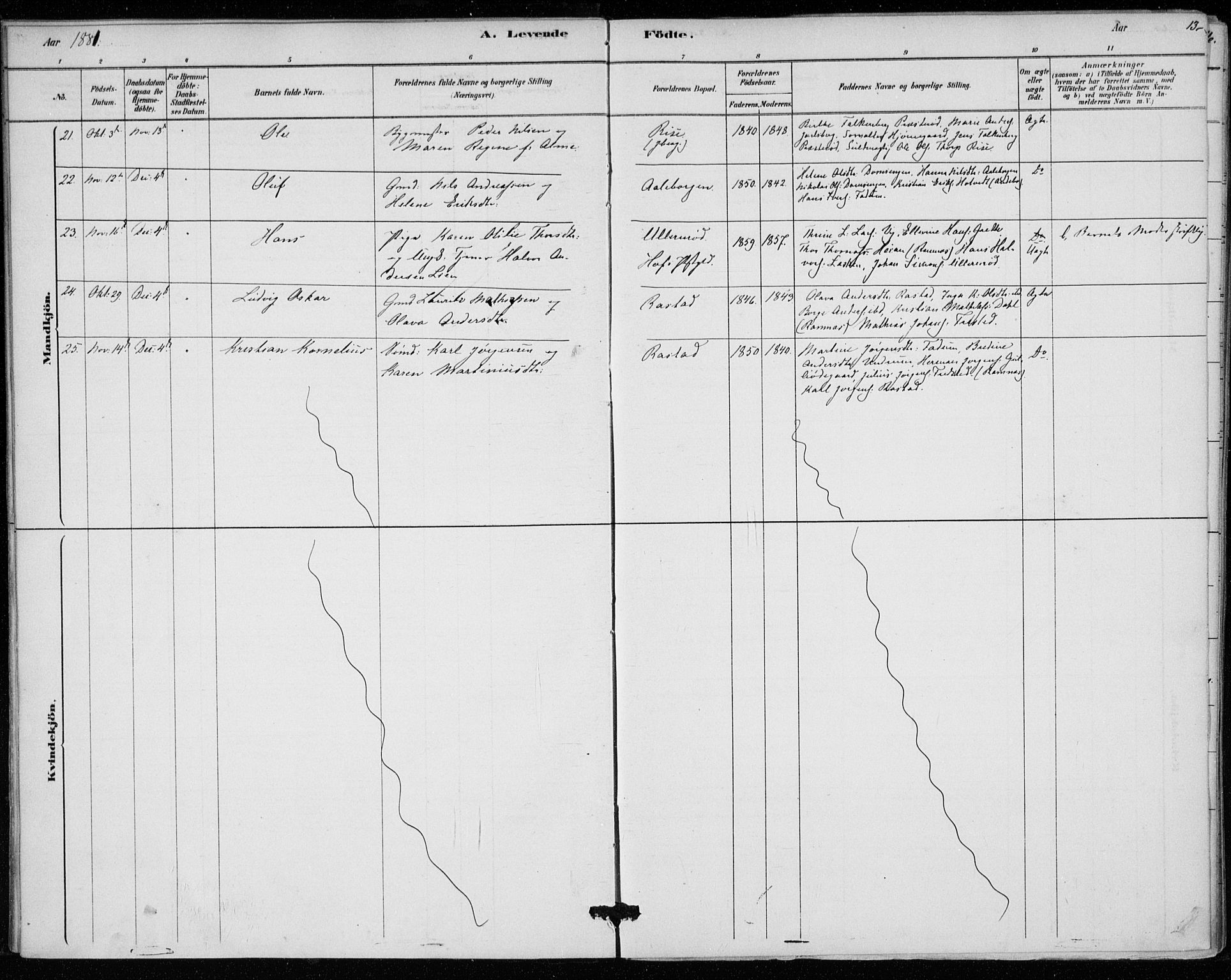 Sem kirkebøker, AV/SAKO-A-5/F/Fa/L0010: Ministerialbok nr. I 10, 1878-1887, s. 13