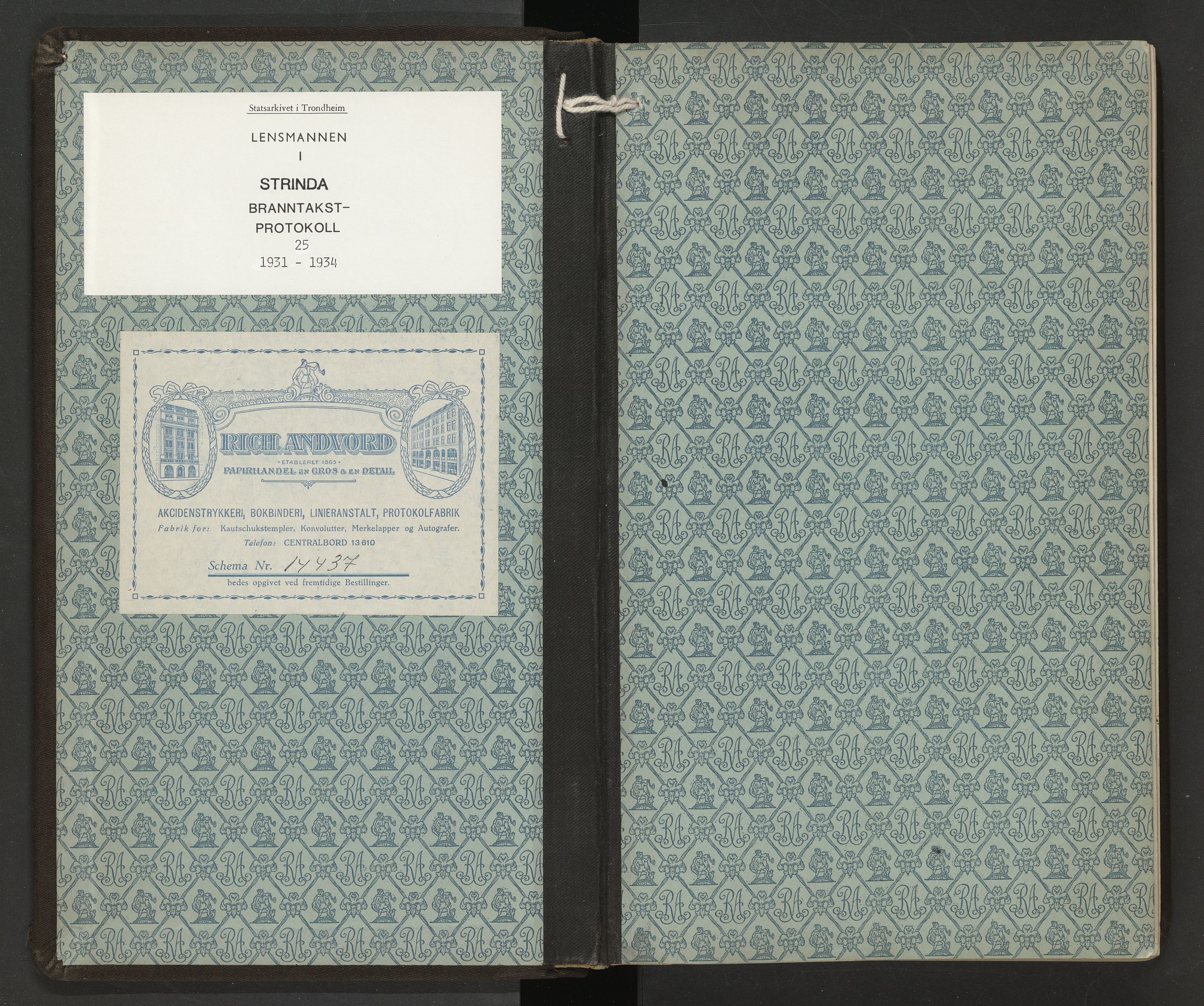 Norges Brannkasse Strinda, SAT/A-5516/Fa/L0025: Branntakstprotokoll, 1931-1934