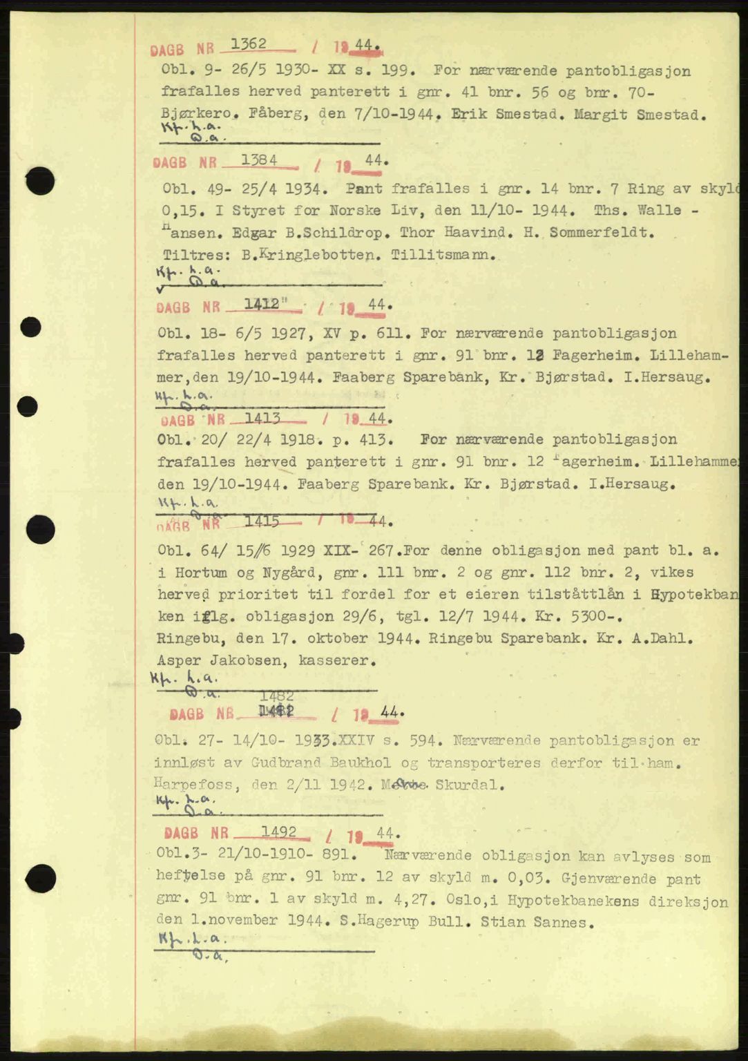 Sør-Gudbrandsdal tingrett, SAH/TING-004/H/Hb/Hbf/L0003: Pantebok nr. C5a, 1939-1946, Dagboknr: 1362/1944