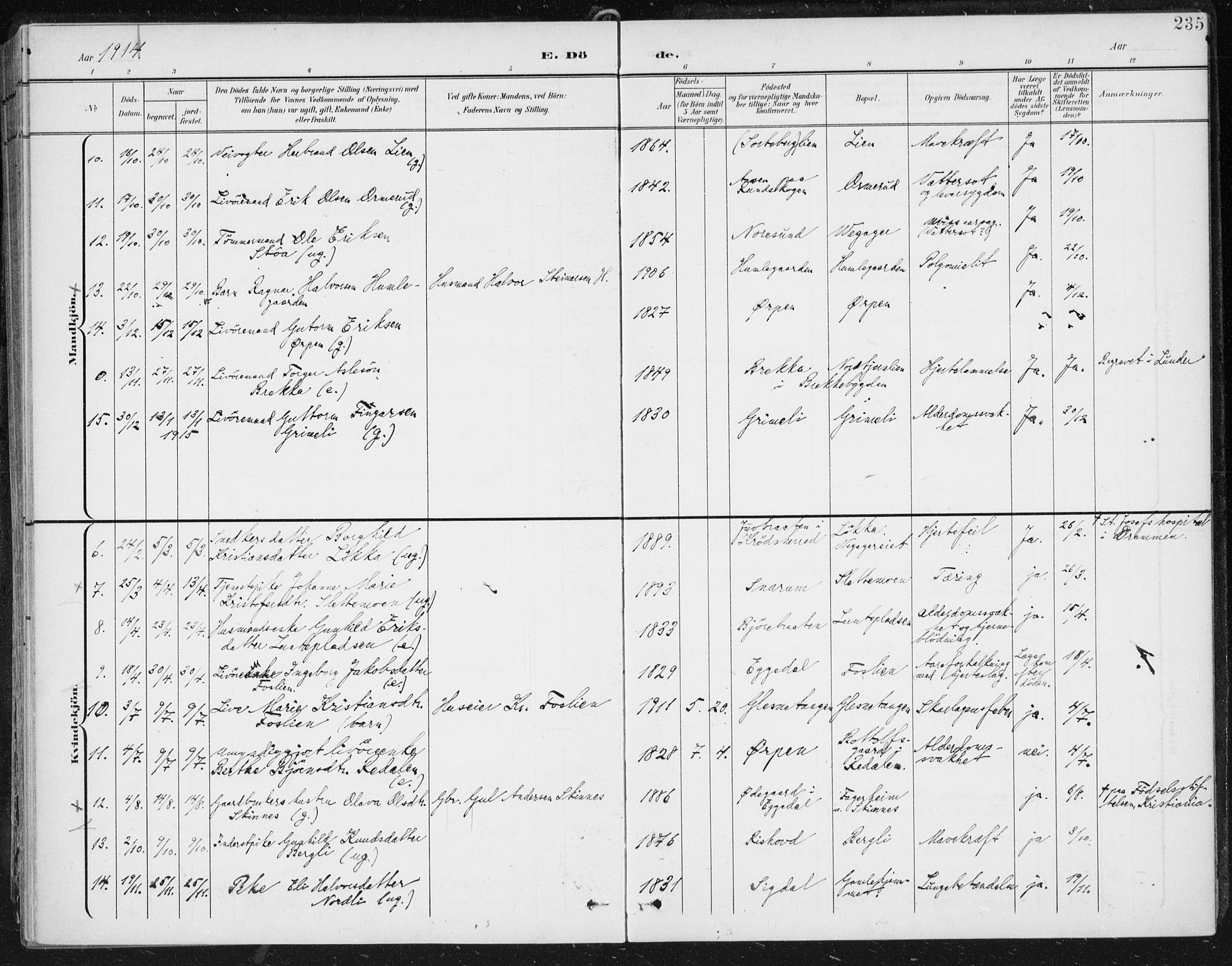 Krødsherad kirkebøker, AV/SAKO-A-19/F/Fa/L0007: Ministerialbok nr. 7, 1900-1915, s. 235
