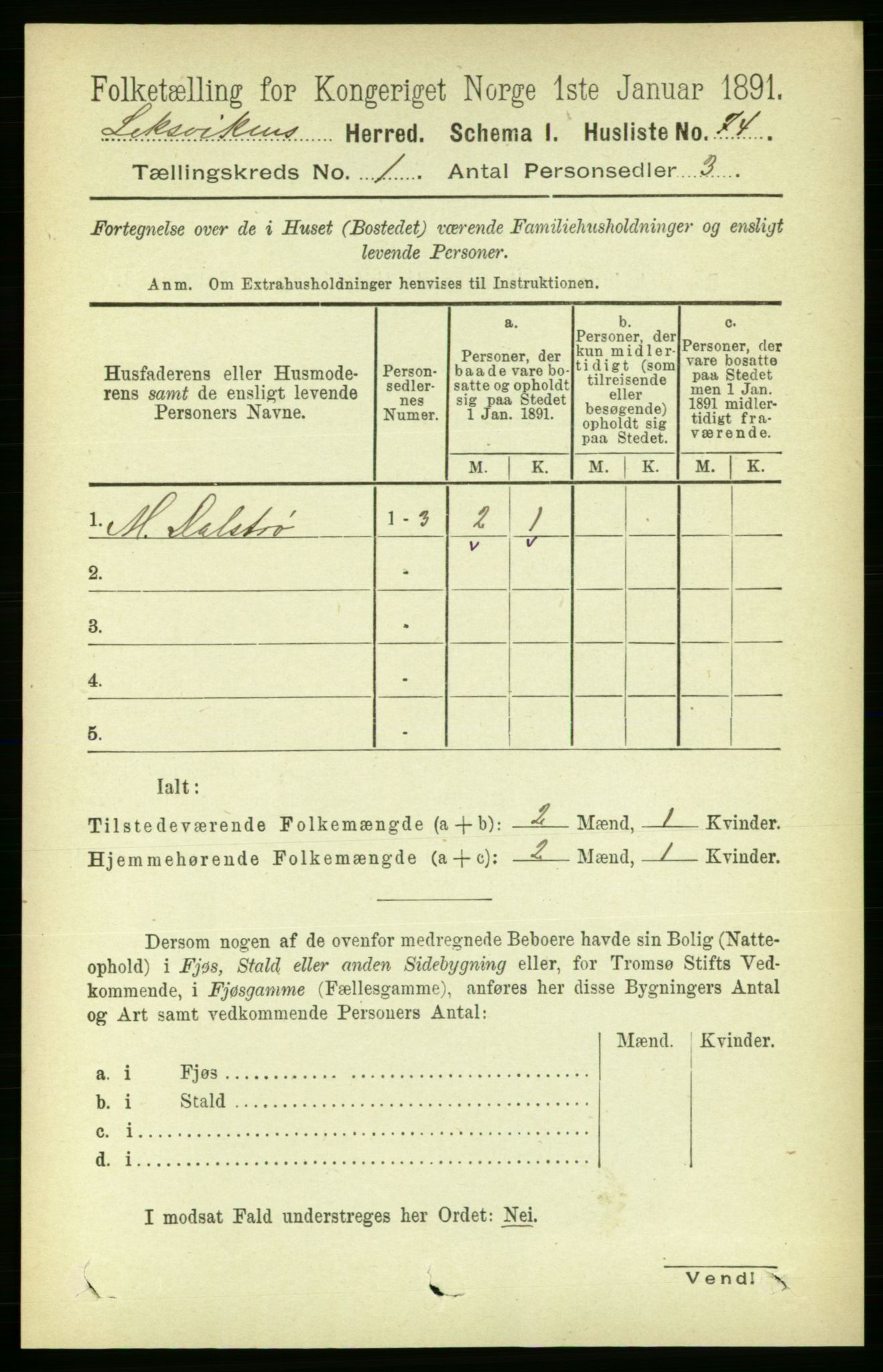 RA, Folketelling 1891 for 1718 Leksvik herred, 1891, s. 96