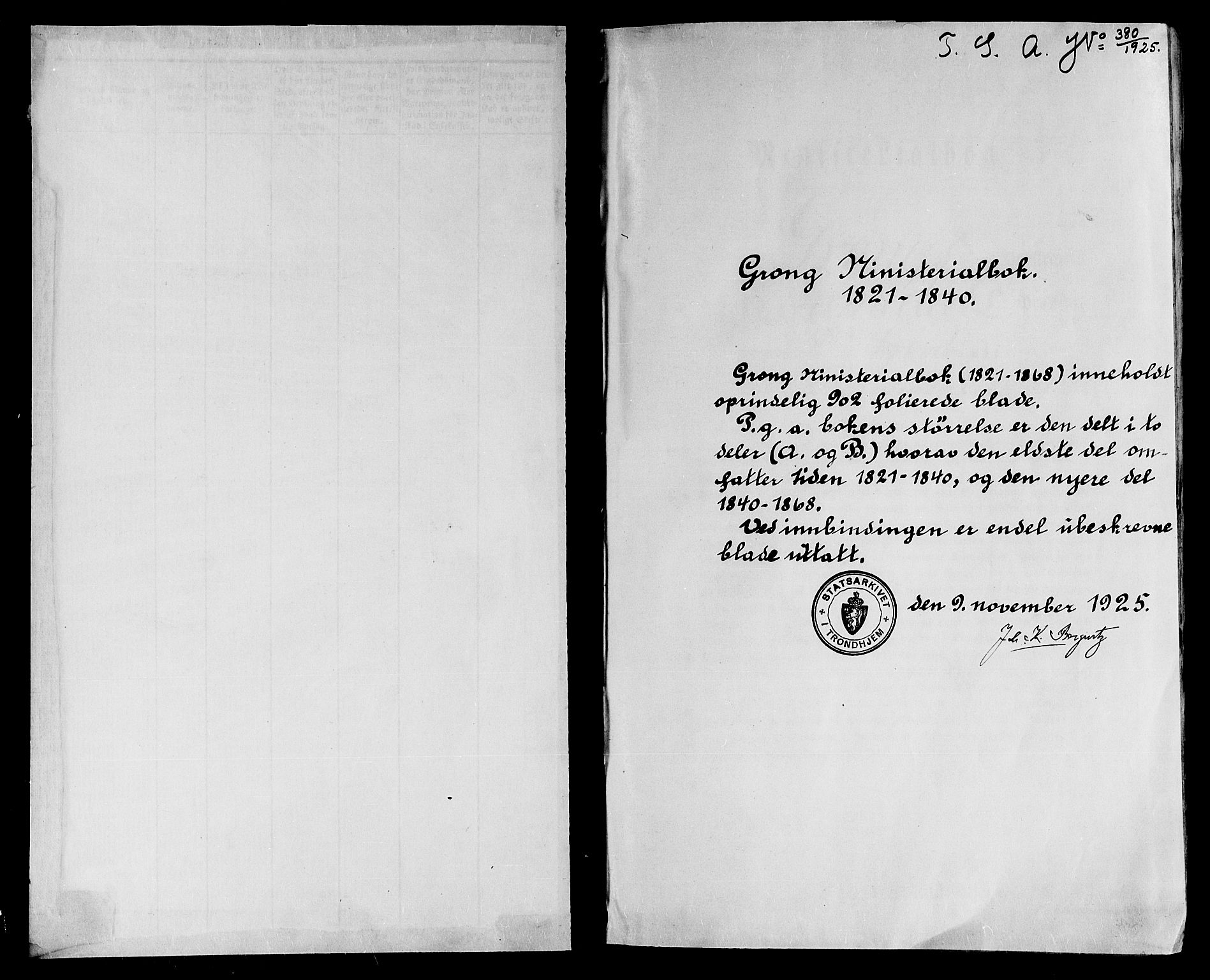 Ministerialprotokoller, klokkerbøker og fødselsregistre - Nord-Trøndelag, SAT/A-1458/758/L0510: Ministerialbok nr. 758A01 /1, 1821-1841