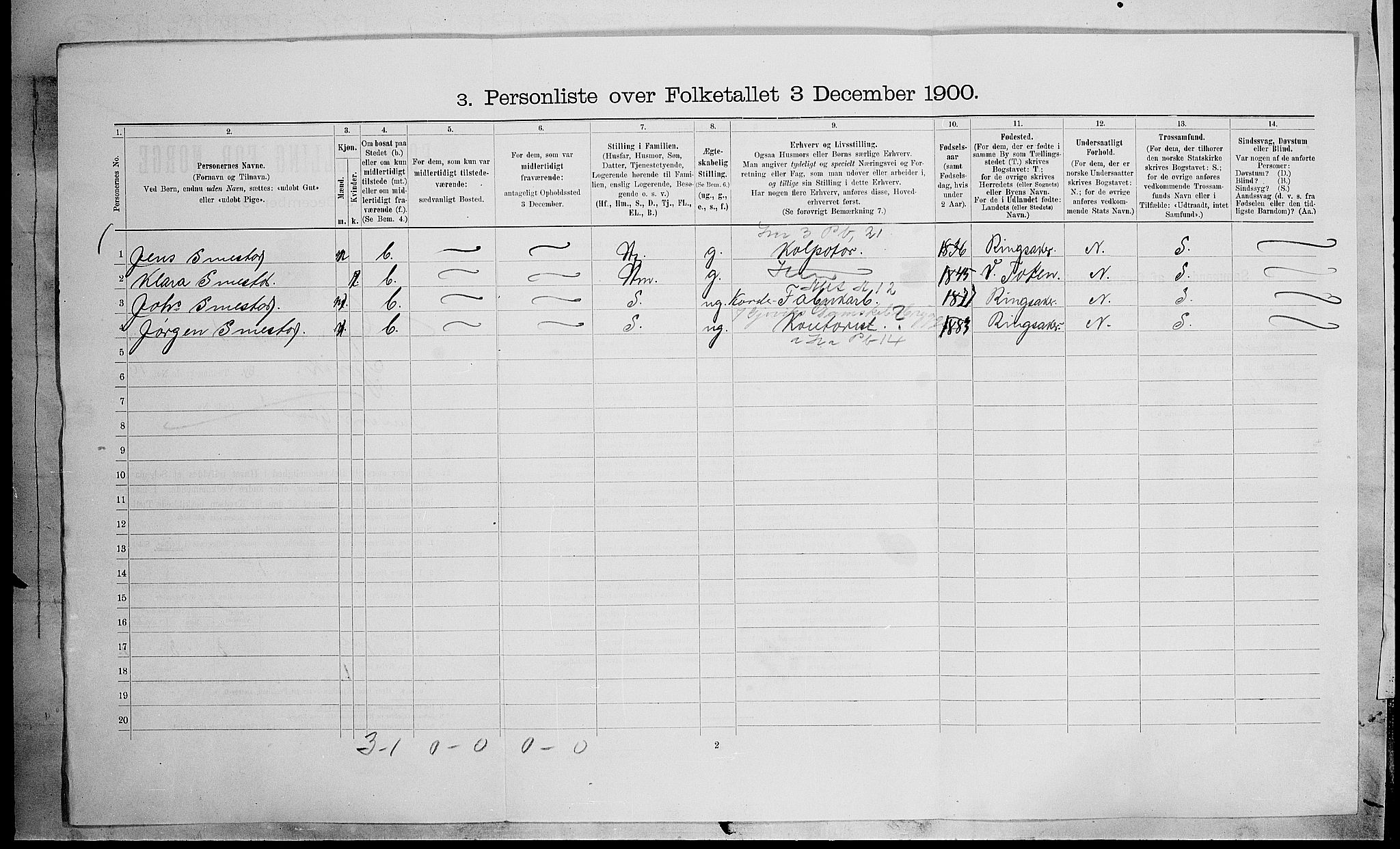 SAH, Folketelling 1900 for 0502 Gjøvik kjøpstad, 1900, s. 1661