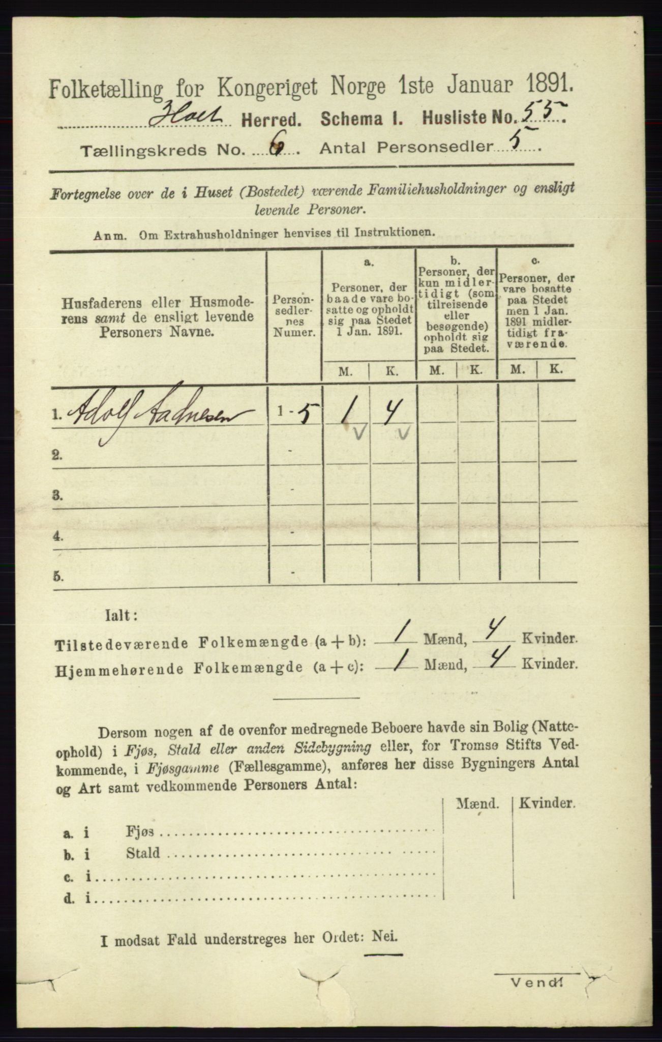 RA, Folketelling 1891 for 0914 Holt herred, 1891, s. 2992