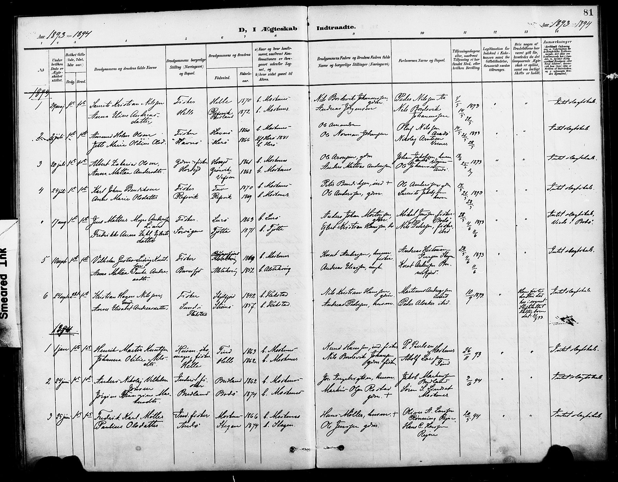 Ministerialprotokoller, klokkerbøker og fødselsregistre - Nordland, AV/SAT-A-1459/886/L1220: Ministerialbok nr. 886A02, 1892-1903, s. 81