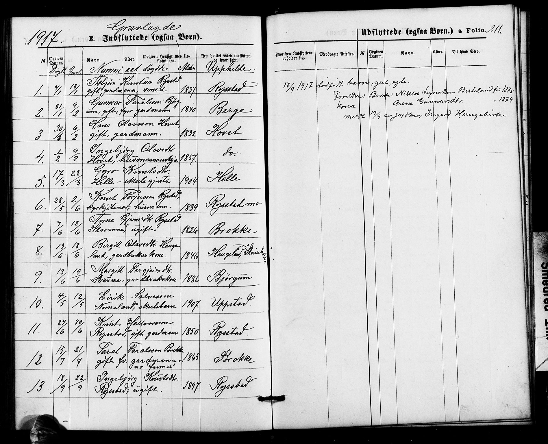 Valle sokneprestkontor, AV/SAK-1111-0044/F/Fb/Fbb/L0002: Klokkerbok nr. B 2, 1875-1921, s. 211