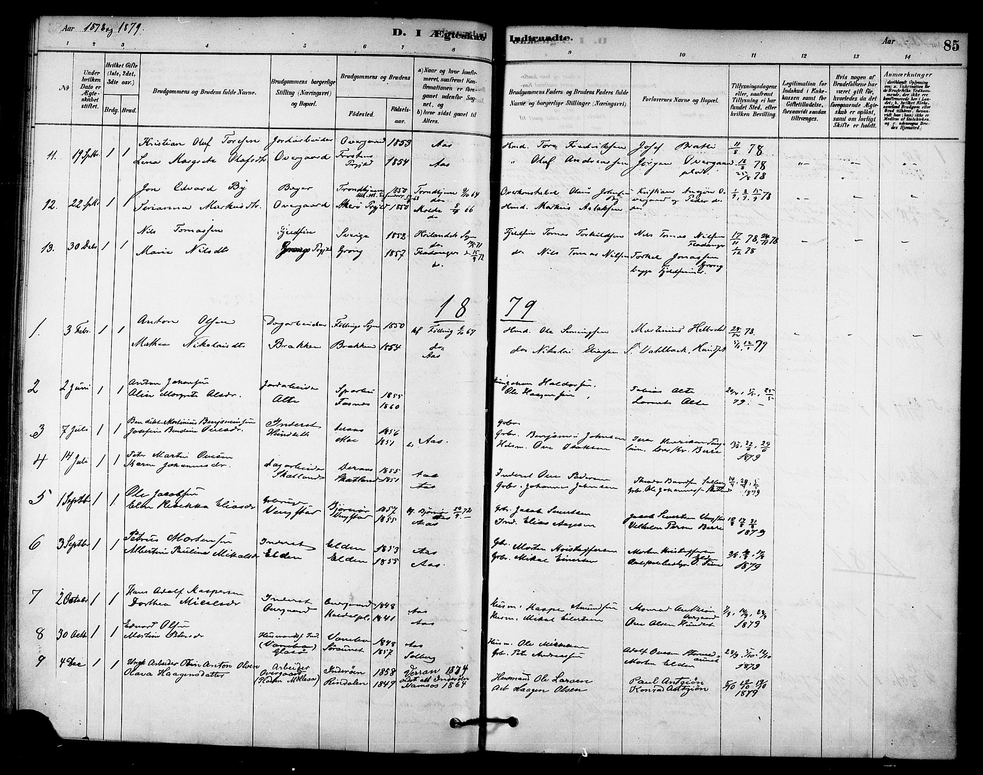 Ministerialprotokoller, klokkerbøker og fødselsregistre - Nord-Trøndelag, AV/SAT-A-1458/742/L0408: Ministerialbok nr. 742A01, 1878-1890, s. 85