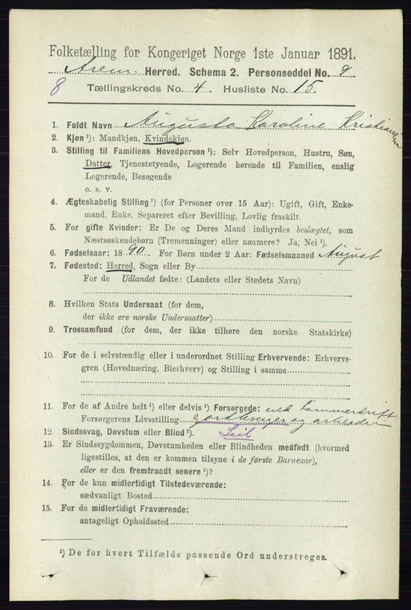 RA, Folketelling 1891 for 0118 Aremark herred, 1891, s. 2016