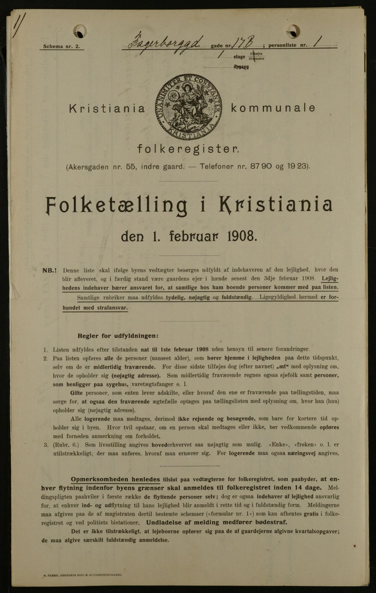 OBA, Kommunal folketelling 1.2.1908 for Kristiania kjøpstad, 1908, s. 20908