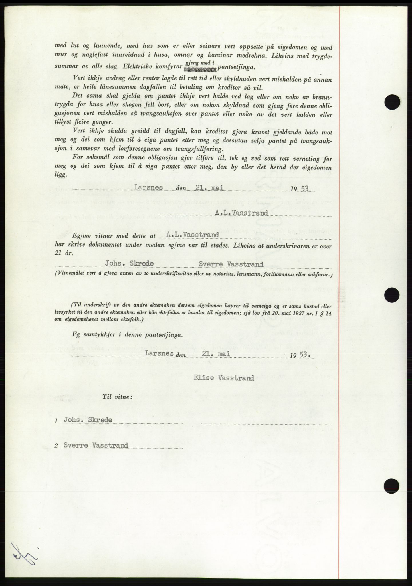 Søre Sunnmøre sorenskriveri, AV/SAT-A-4122/1/2/2C/L0123: Pantebok nr. 11B, 1953-1953, Dagboknr: 1259/1953