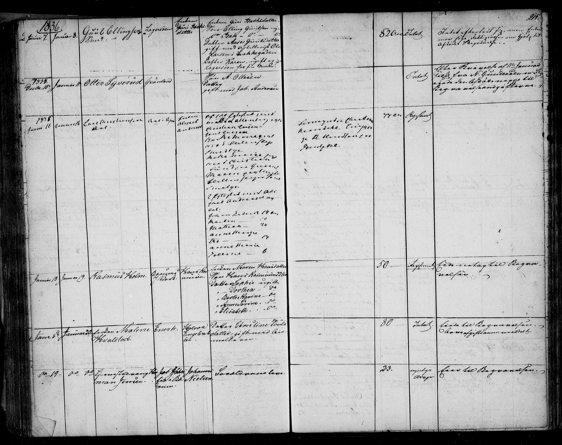 Aker sorenskriveri, AV/SAO-A-10895/H/Ha/Haa/L0001/0001: Dødsanmeldelsesprotokoll / Dødsanmeldelsesprotokoll, 1832-1839, s. 215