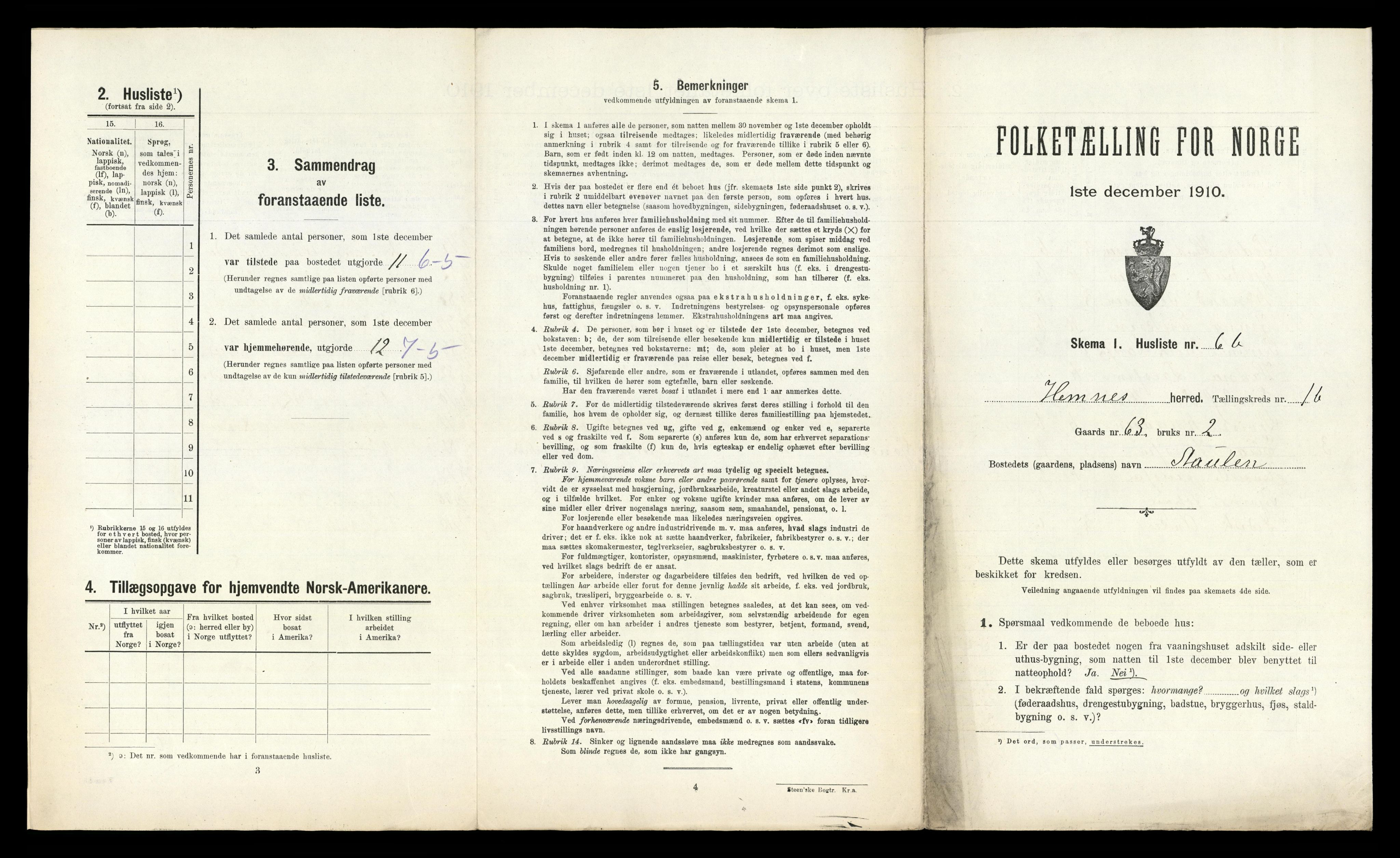 RA, Folketelling 1910 for 1832 Hemnes herred, 1910, s. 450