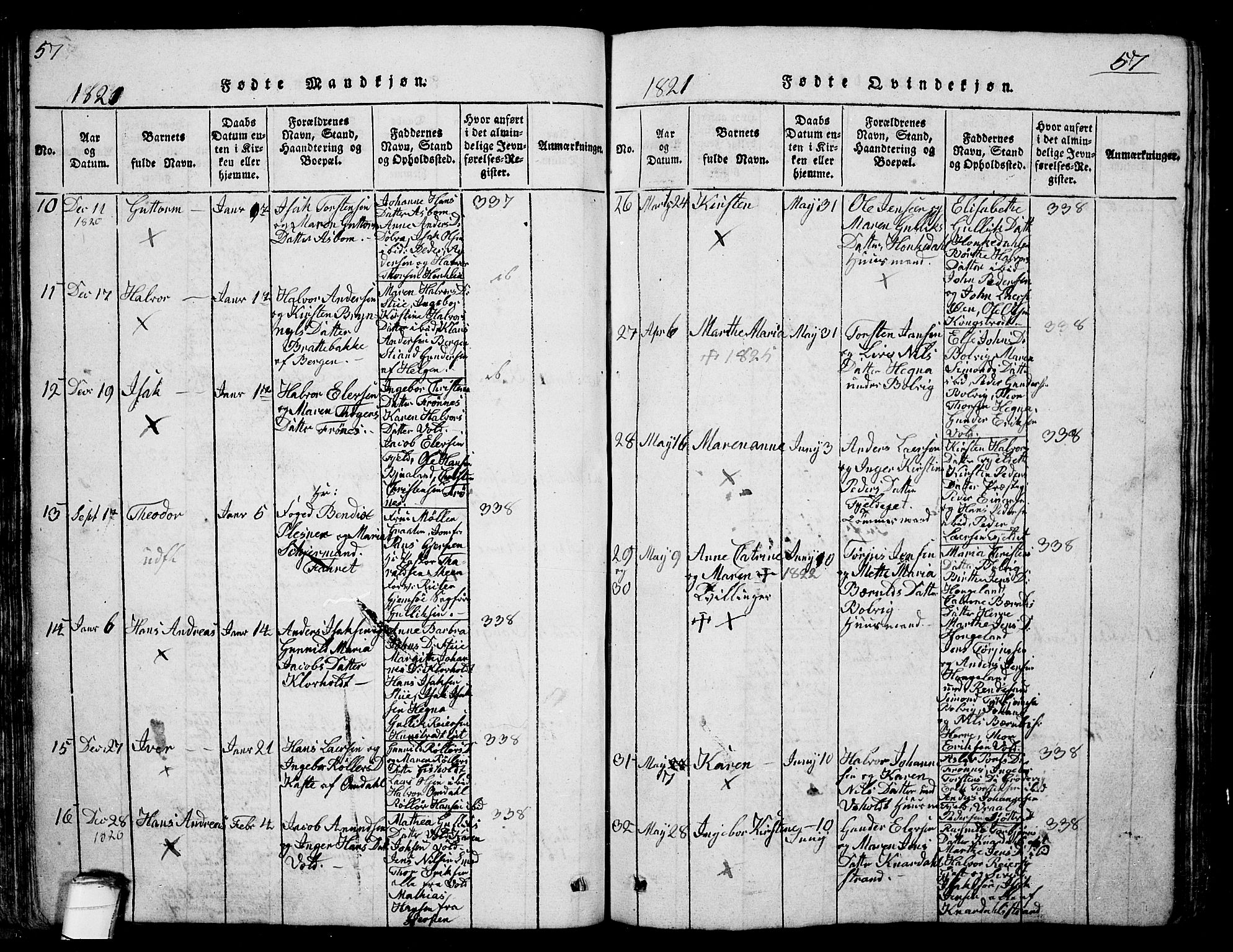 Solum kirkebøker, AV/SAKO-A-306/G/Ga/L0001: Klokkerbok nr. I 1, 1814-1833, s. 57