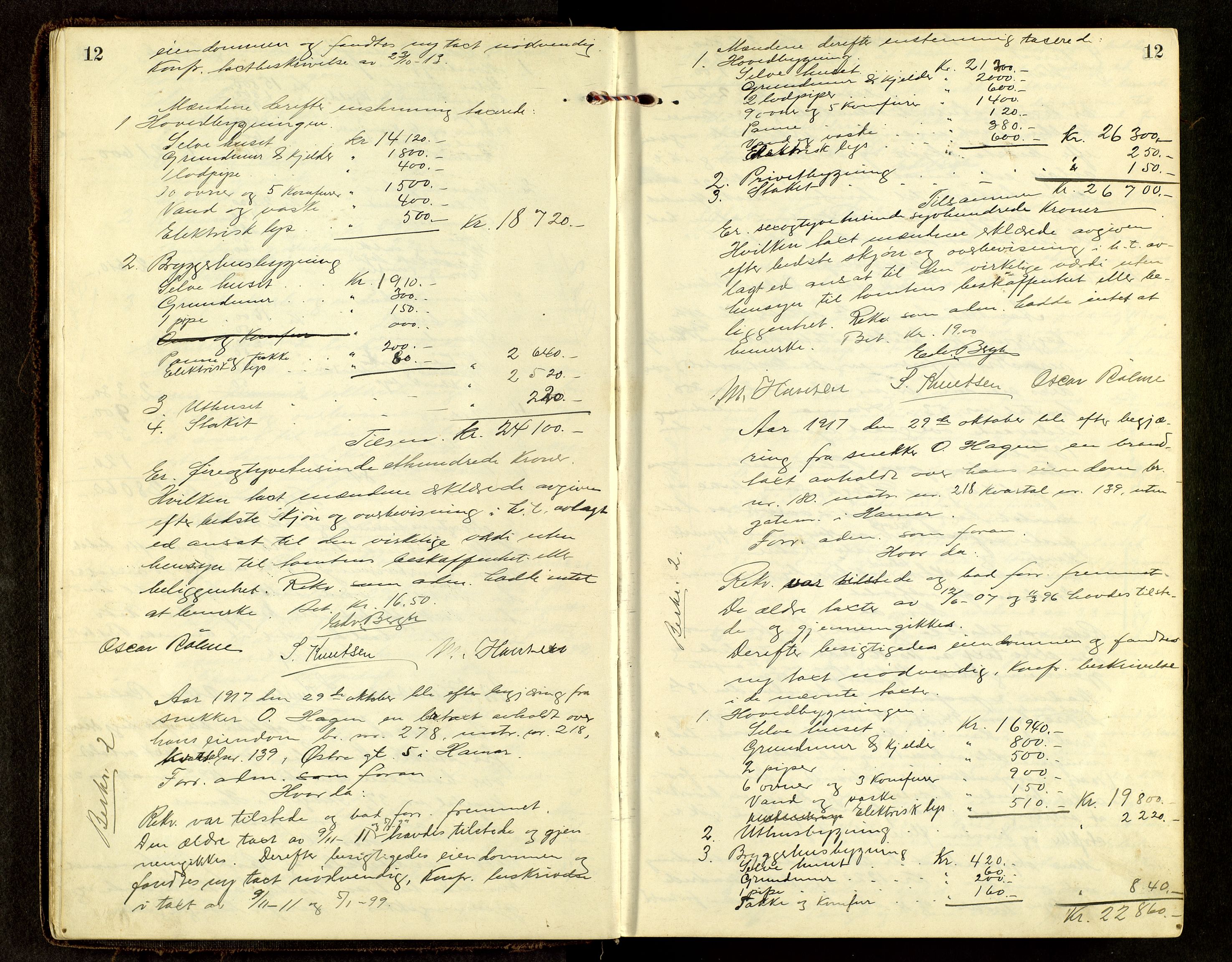 Norges Brannkasse, Hamar, AV/SAH-NBRANH-006/F/Fa/L0008: Branntakstprotokoll, 1917-1927, s. 12