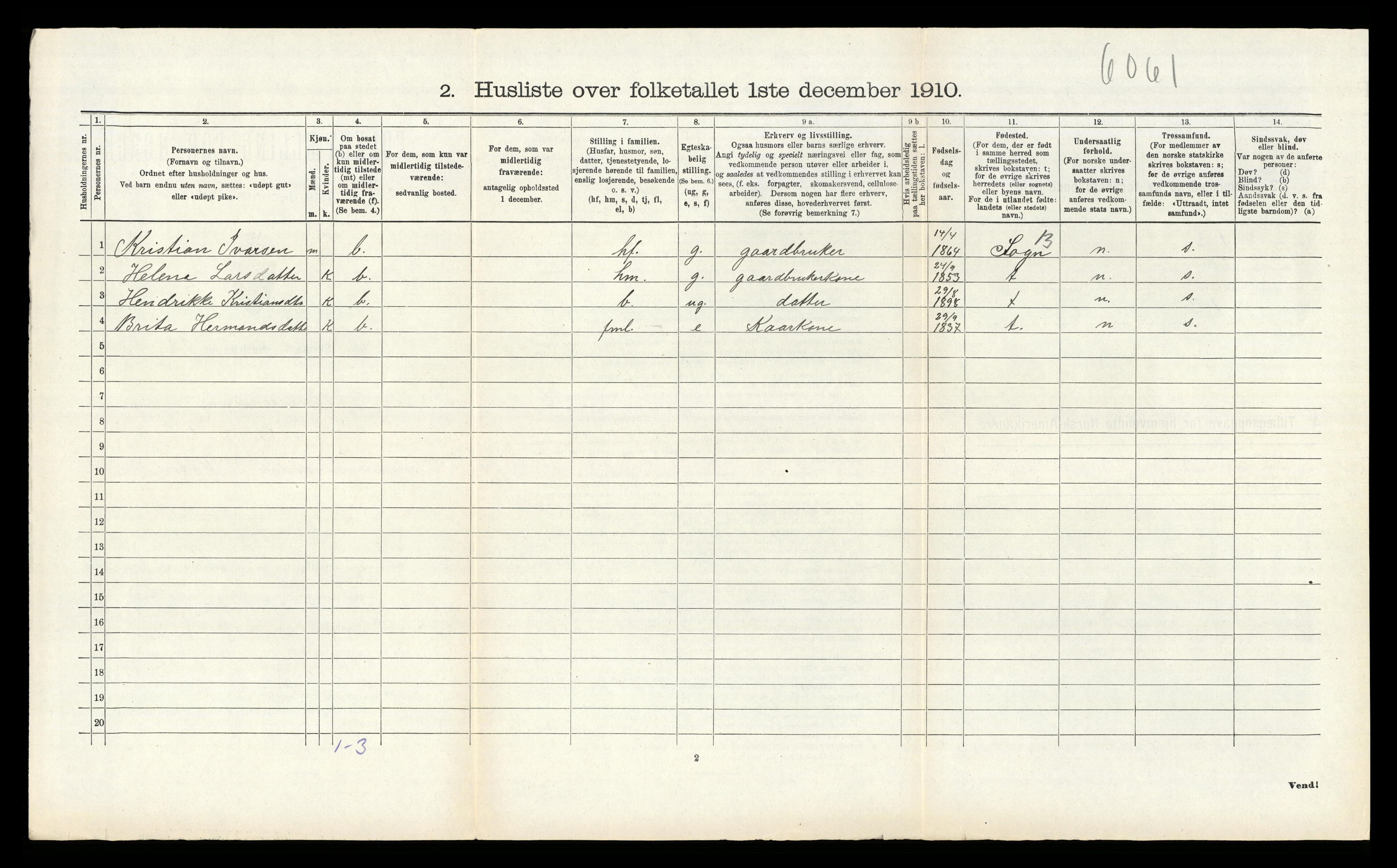 RA, Folketelling 1910 for 1257 Alversund herred, 1910, s. 961
