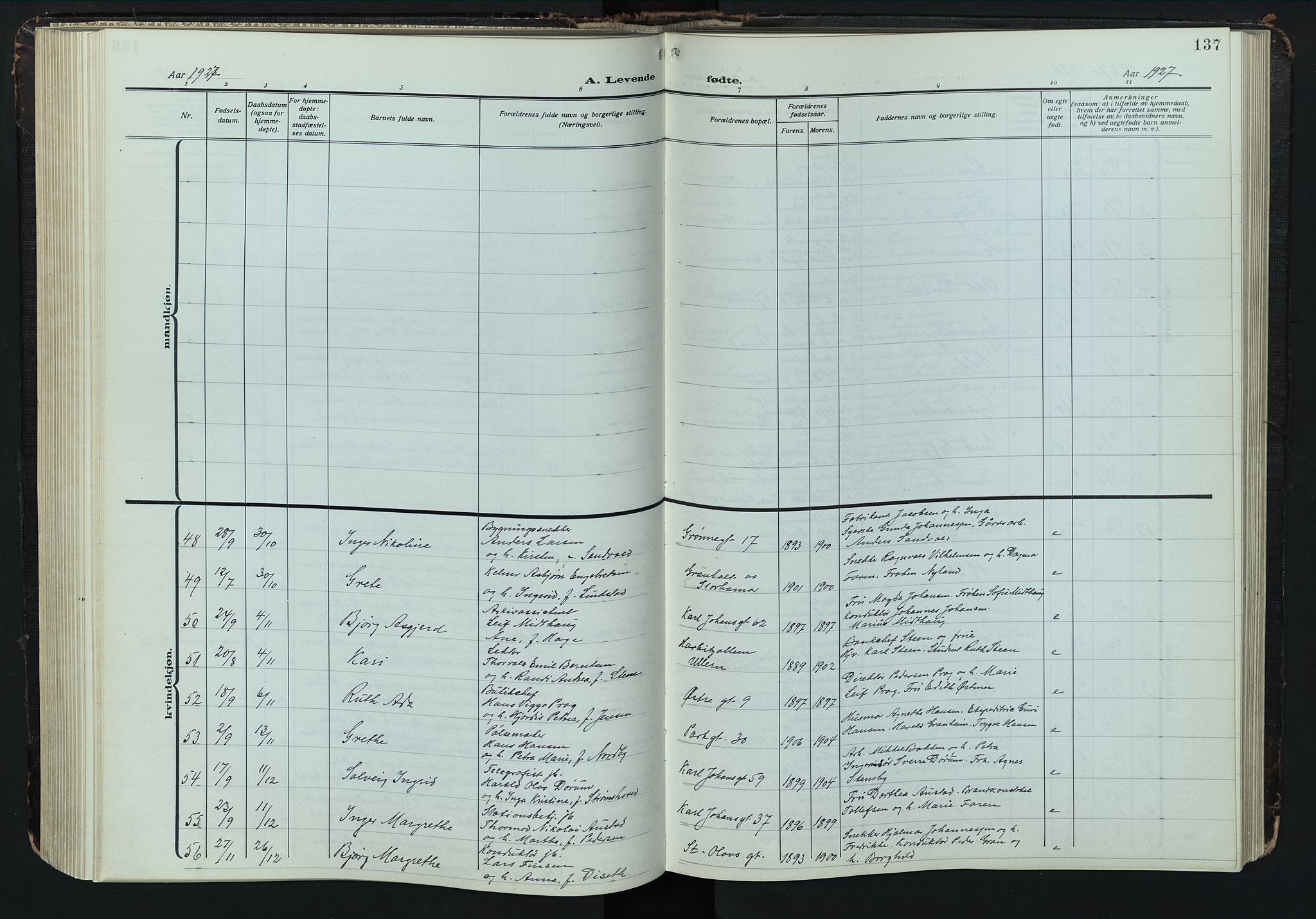 Hamar prestekontor, AV/SAH-DOMPH-002/H/Ha/Hab/L0004: Klokkerbok nr. 4, 1915-1942, s. 137