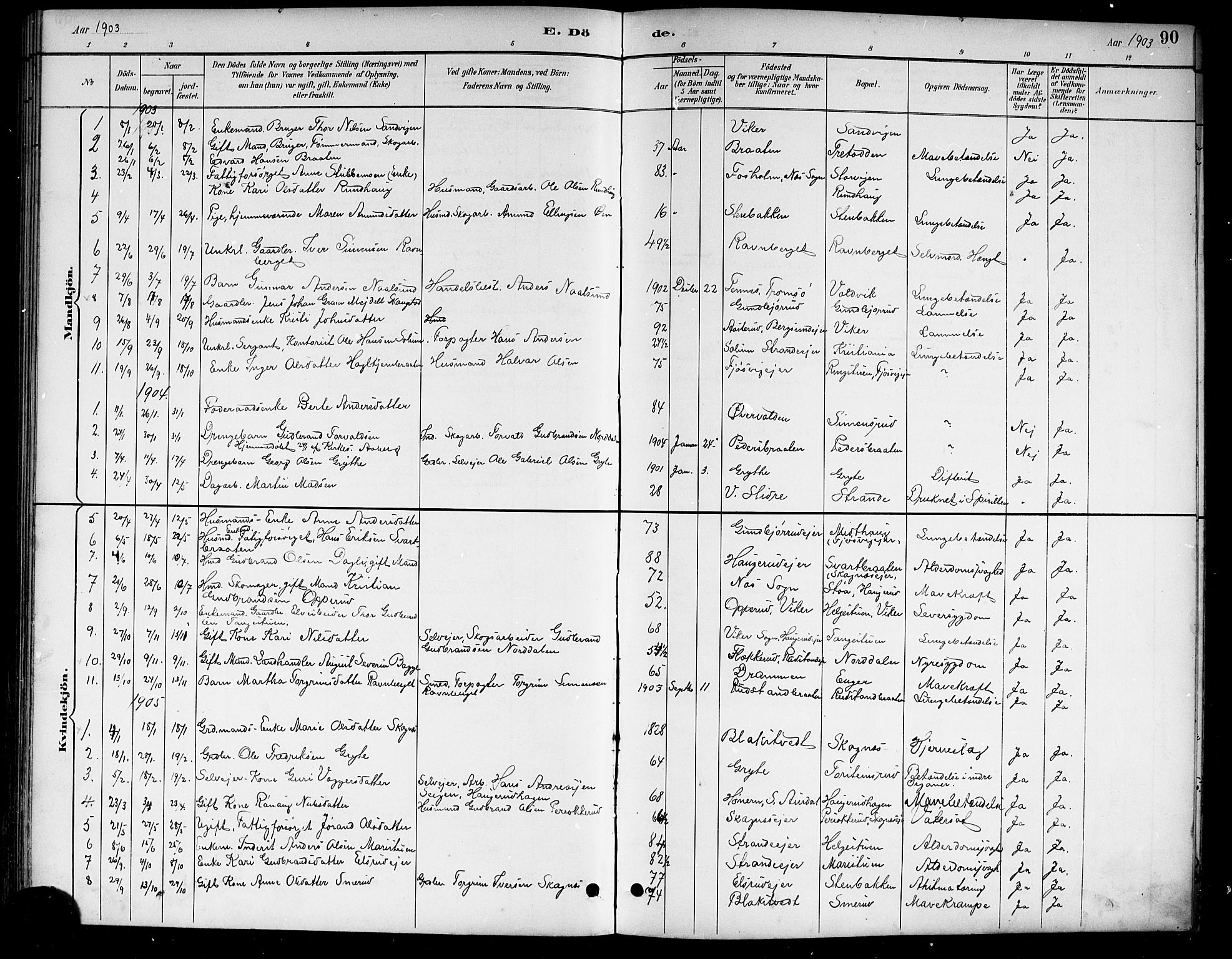 Ådal kirkebøker, AV/SAKO-A-248/G/Ga/L0004: Klokkerbok nr.  I 4, 1891-1920, s. 90