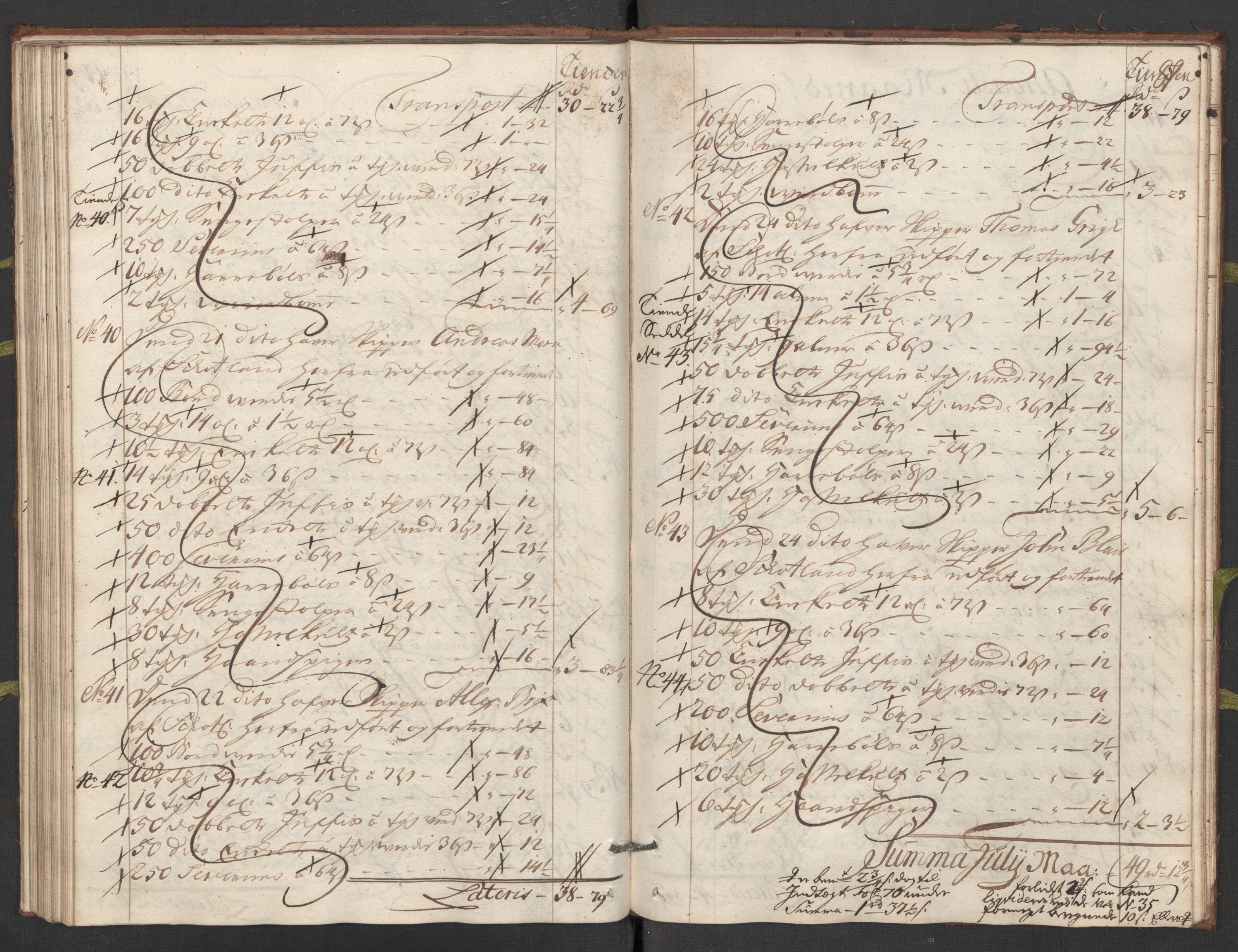 Generaltollkammeret, tollregnskaper, AV/RA-EA-5490/R24/L0009/0001: Tollregnskaper Sunnhordland / Hovedtollbok, 1733, s. 88b-89a