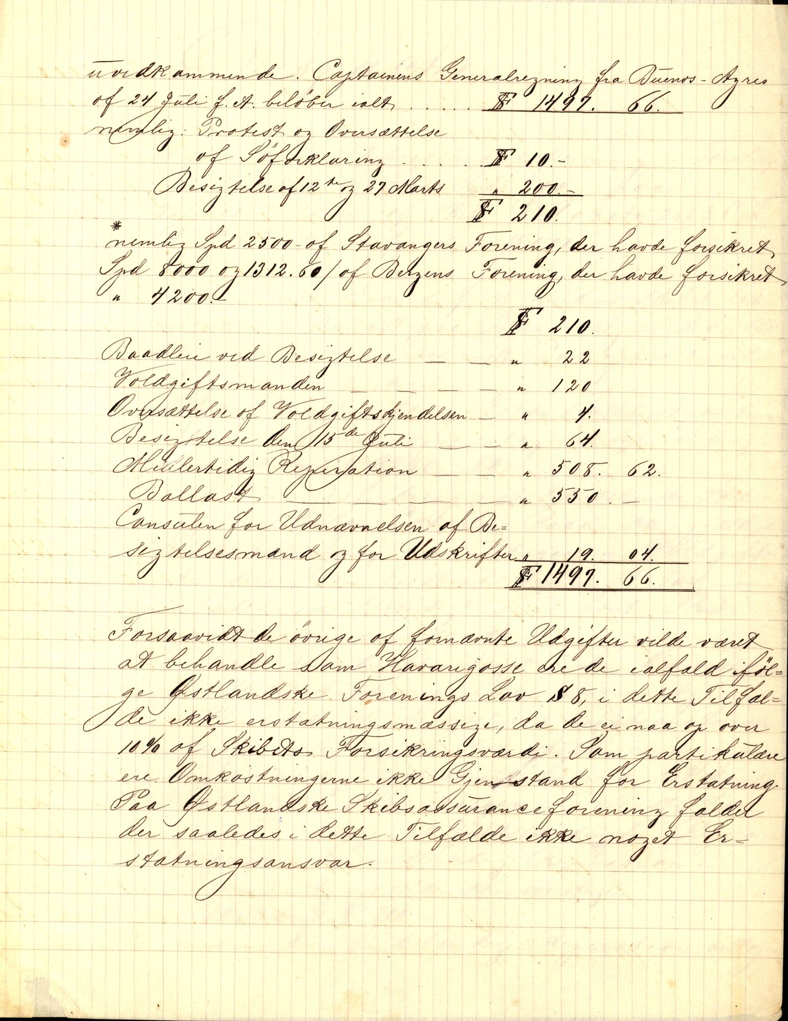 Pa 63 - Østlandske skibsassuranceforening, VEMU/A-1079/G/Ga/L0005/0004: Havaridokumenter / Velocity, 1873