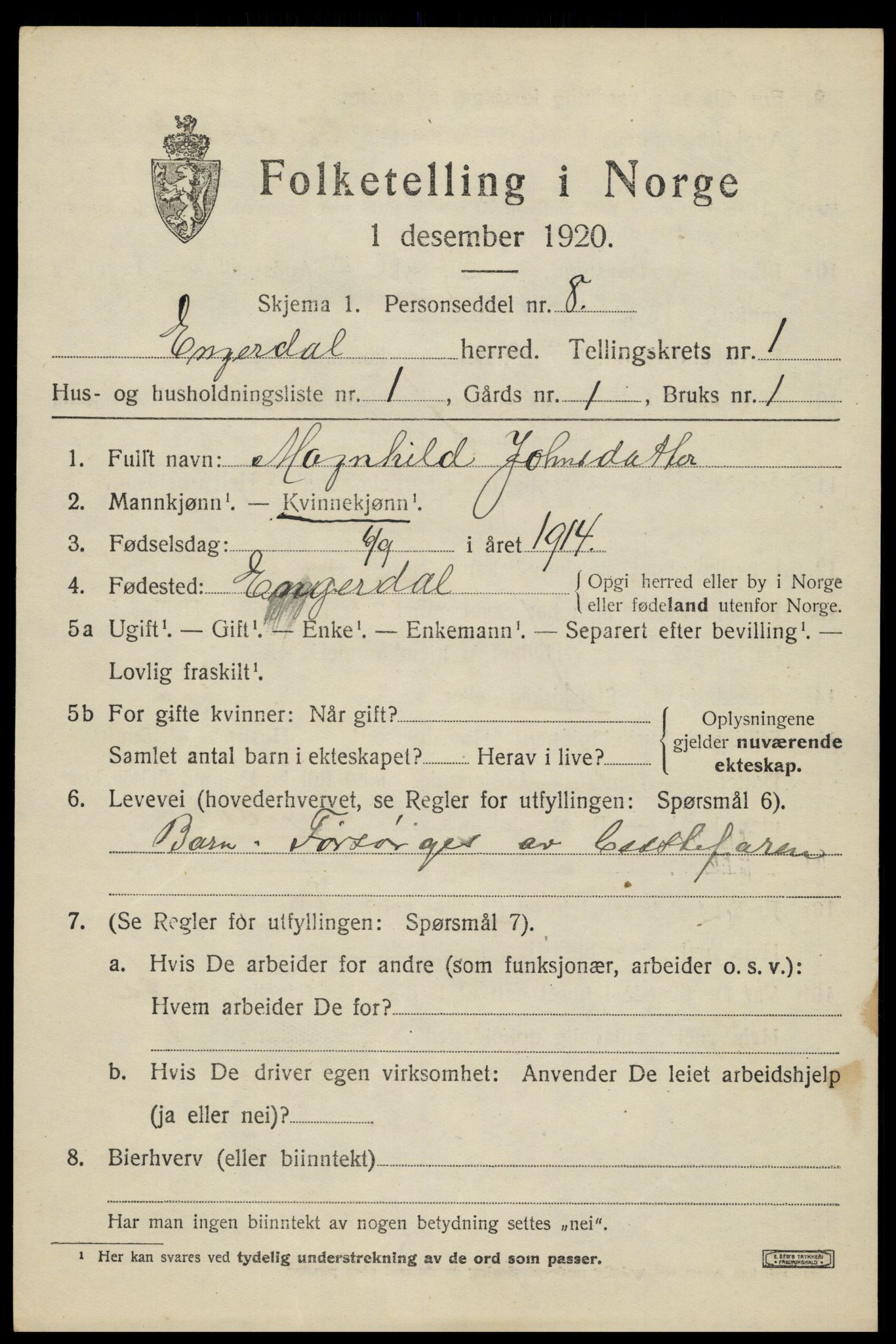 SAH, Folketelling 1920 for 0434 Engerdal herred, 1920, s. 495