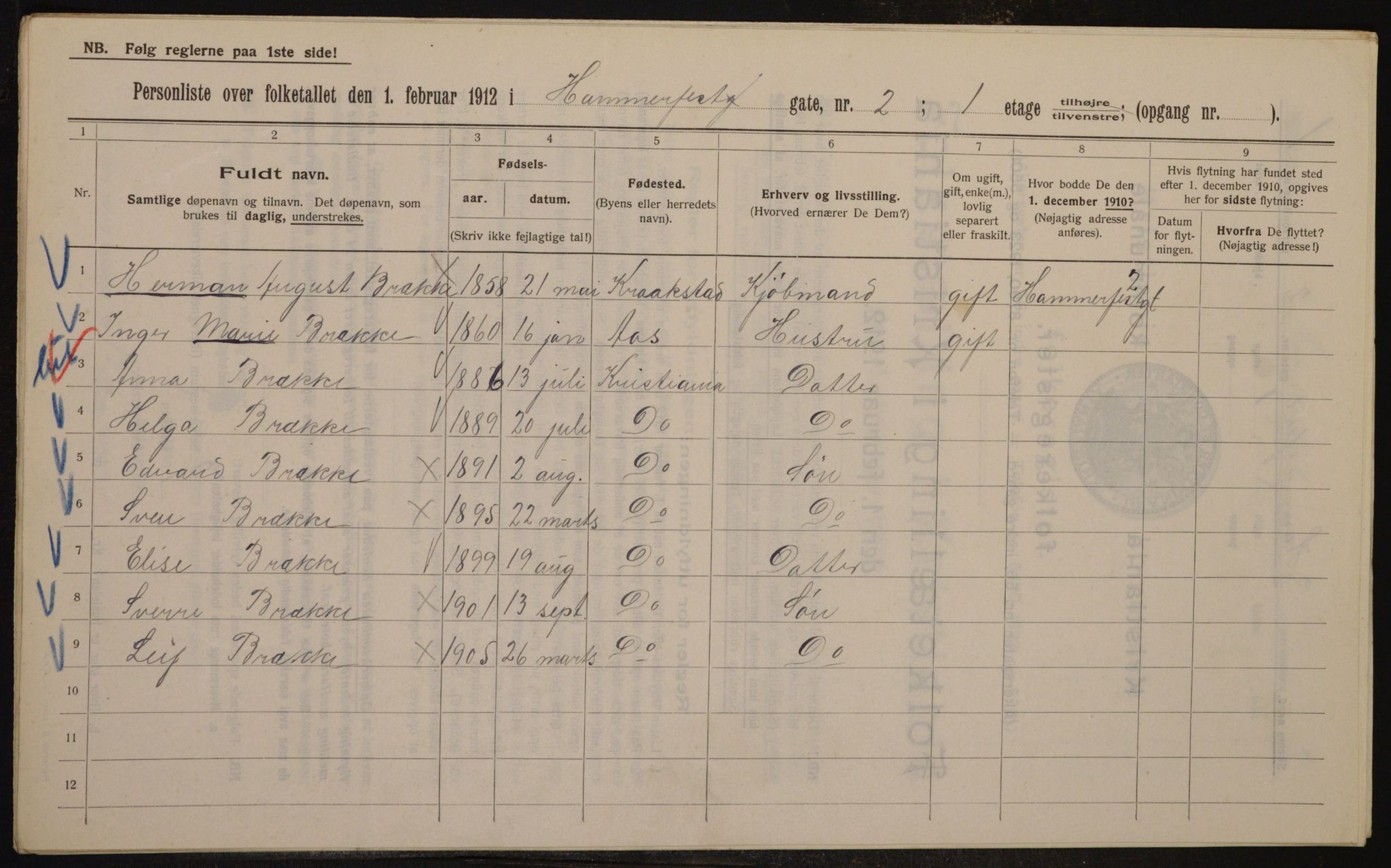 OBA, Kommunal folketelling 1.2.1912 for Kristiania, 1912, s. 34179