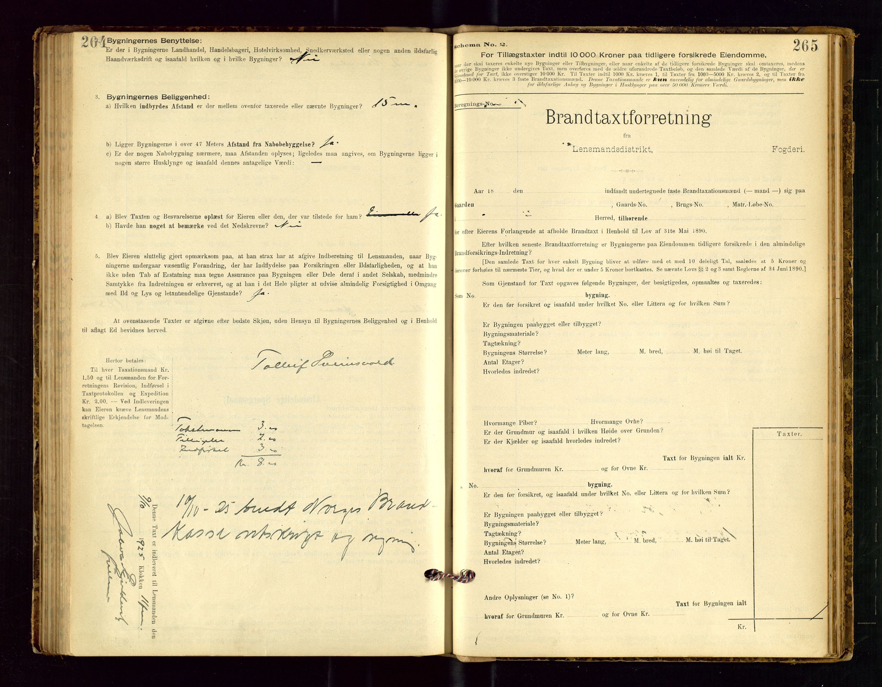 Avaldsnes lensmannskontor, SAST/A-100286/Gob/L0001: "Brandtaxationsprotokol for Avaldsnes Lensmandsdistrikt Ryfylke Fogderi", 1894-1925, s. 264-265