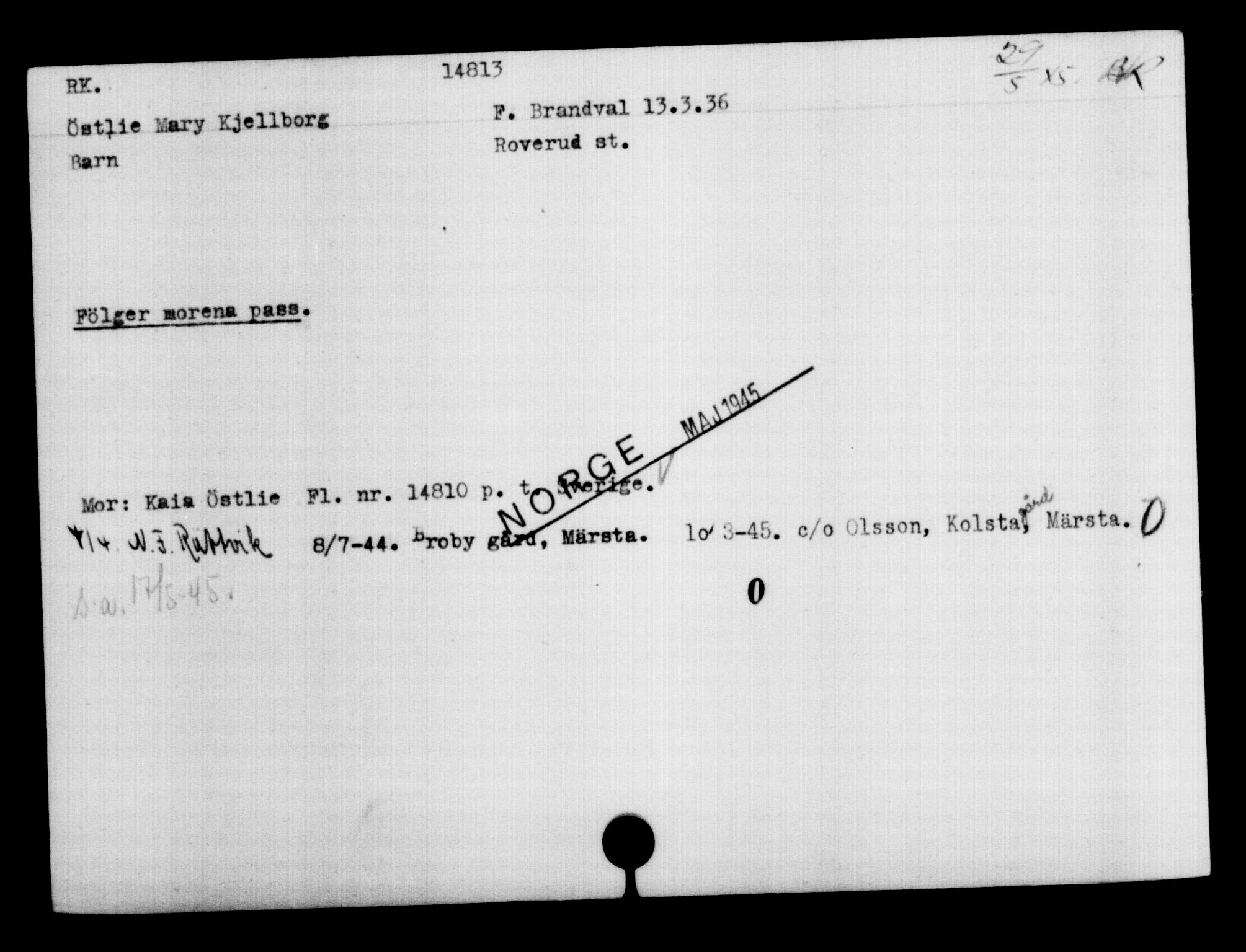 Den Kgl. Norske Legasjons Flyktningskontor, AV/RA-S-6753/V/Va/L0007: Kjesäterkartoteket.  Flyktningenr. 12700-15723, 1940-1945, s. 2437
