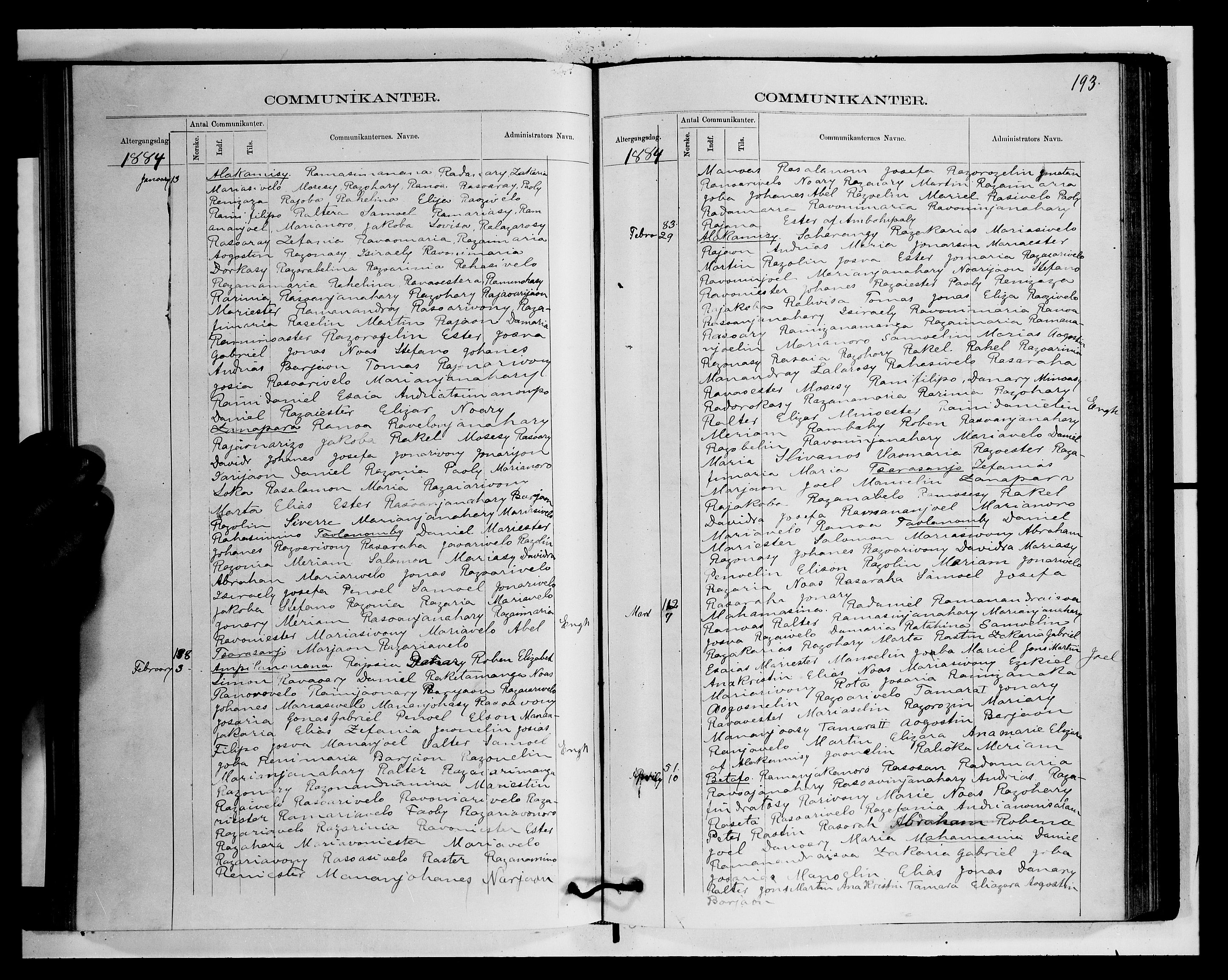 Archives FLM/NMS, Madagaskar, VID/MA-A-1163/D/Db/L0270: Ministerialbok nr. 2, 1883-1886, s. 193