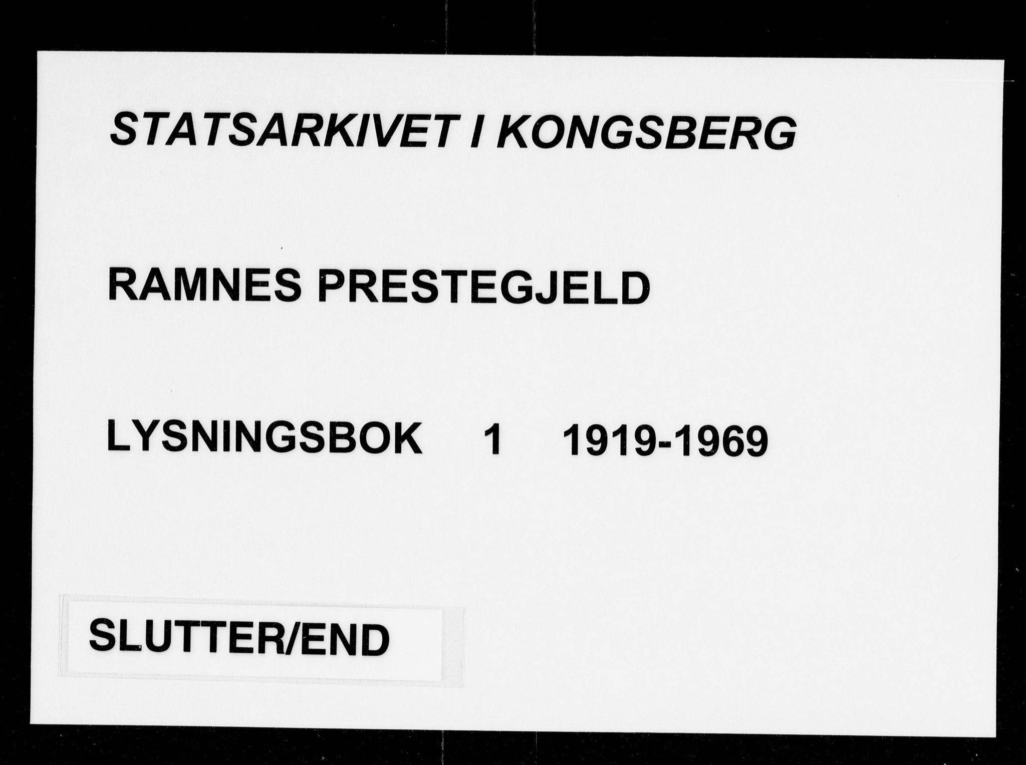 Ramnes kirkebøker, AV/SAKO-A-314/H/Ha/L0001: Lysningsprotokoll nr. 1, 1919-1969