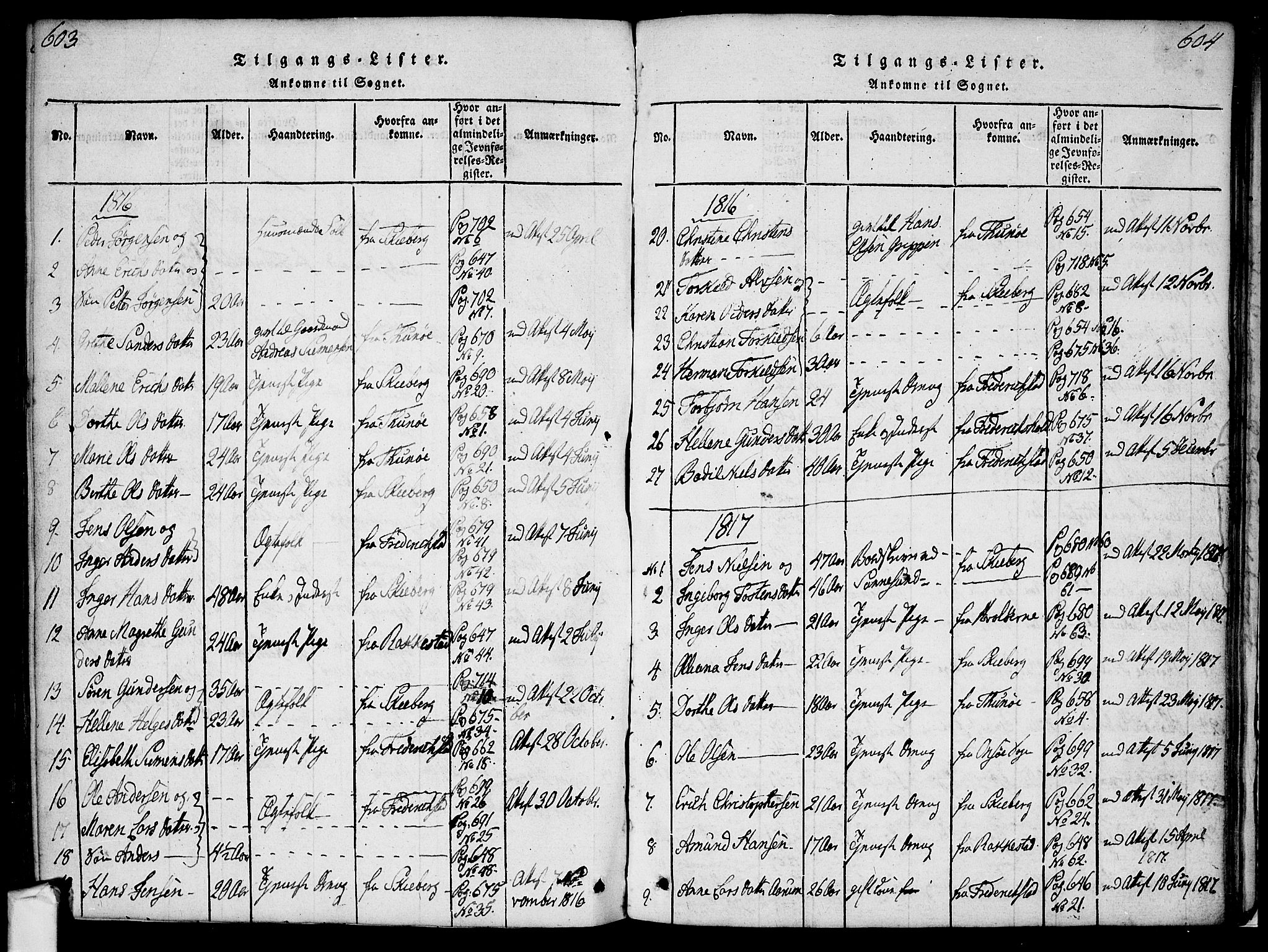 Borge prestekontor Kirkebøker, SAO/A-10903/F/Fa/L0003: Ministerialbok nr. I 3, 1815-1836, s. 603-604
