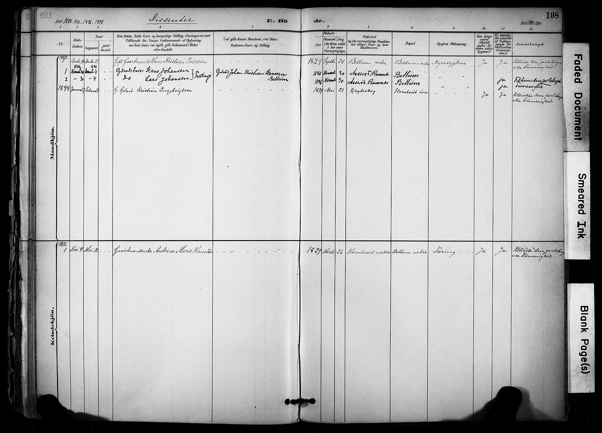 Stokke kirkebøker, AV/SAKO-A-320/F/Fb/L0001: Ministerialbok nr. II 1, 1884-1910, s. 198