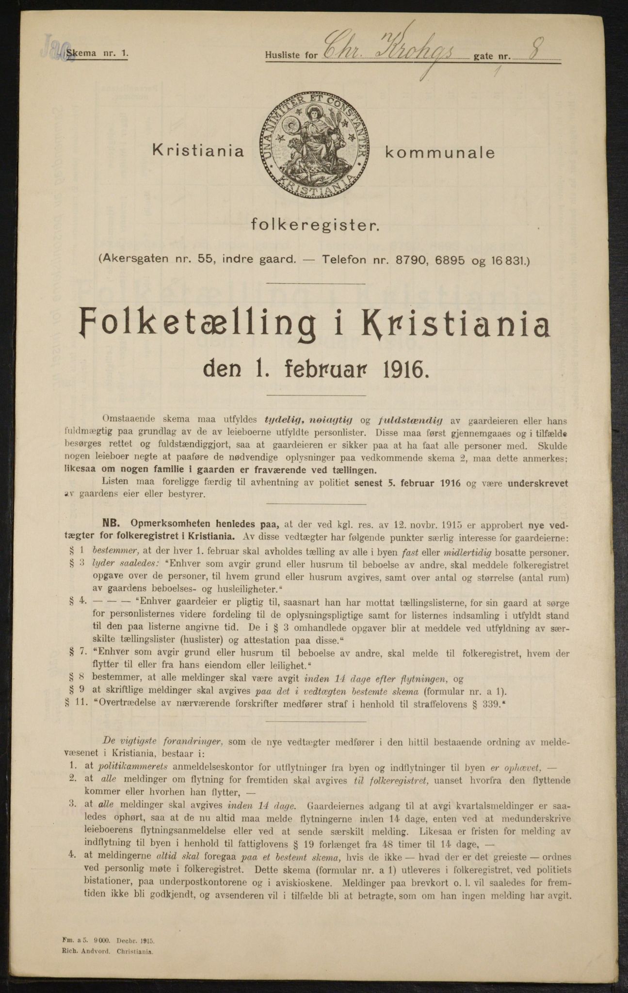 OBA, Kommunal folketelling 1.2.1916 for Kristiania, 1916, s. 11848