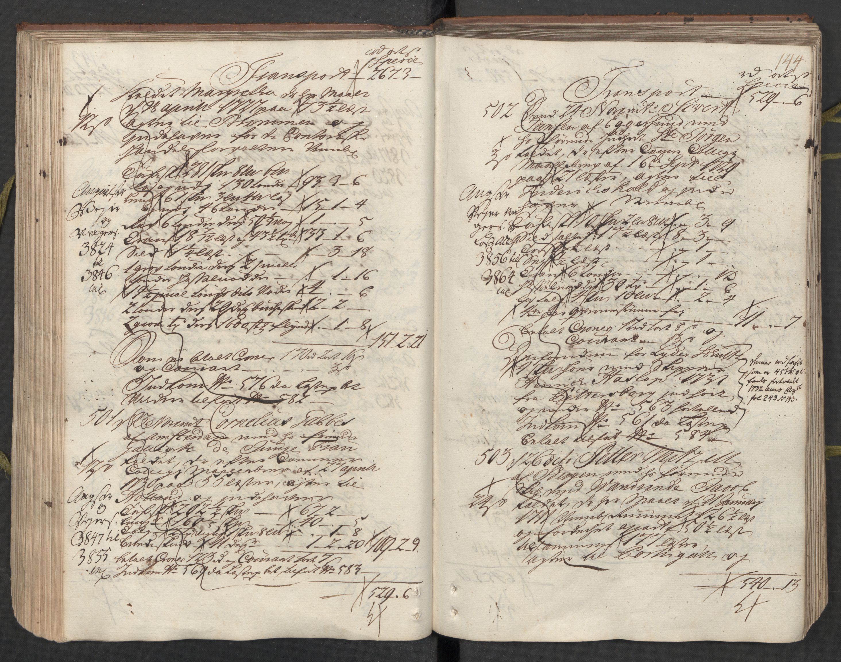 Generaltollkammeret, tollregnskaper, AV/RA-EA-5490/R26/L0024/0001: Tollregnskaper Bergen A / Utgående hovedtollbok, 1733, s. 143b-144a