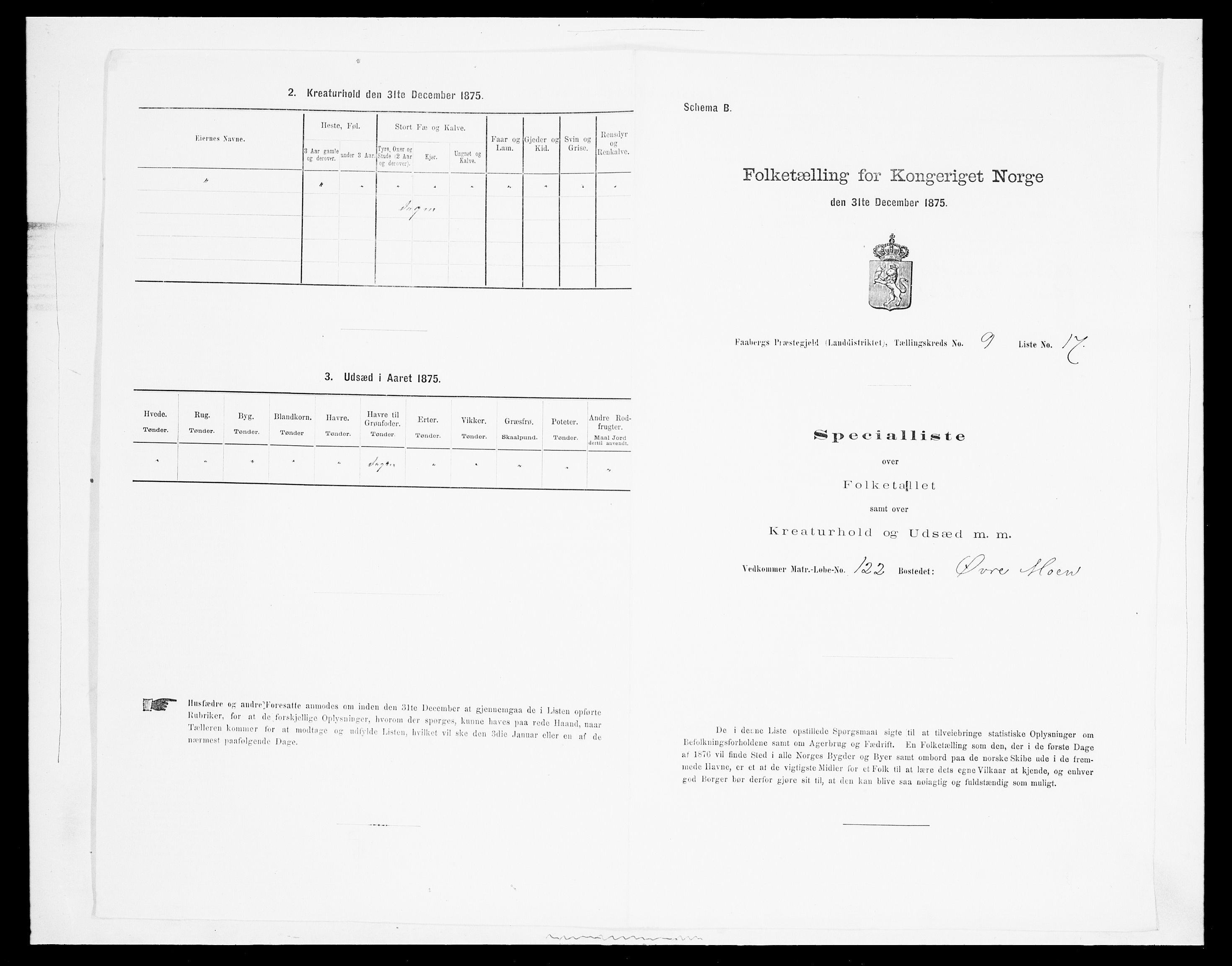 SAH, Folketelling 1875 for 0524L Fåberg prestegjeld, Fåberg sokn og Lillehammer landsokn, 1875, s. 1140