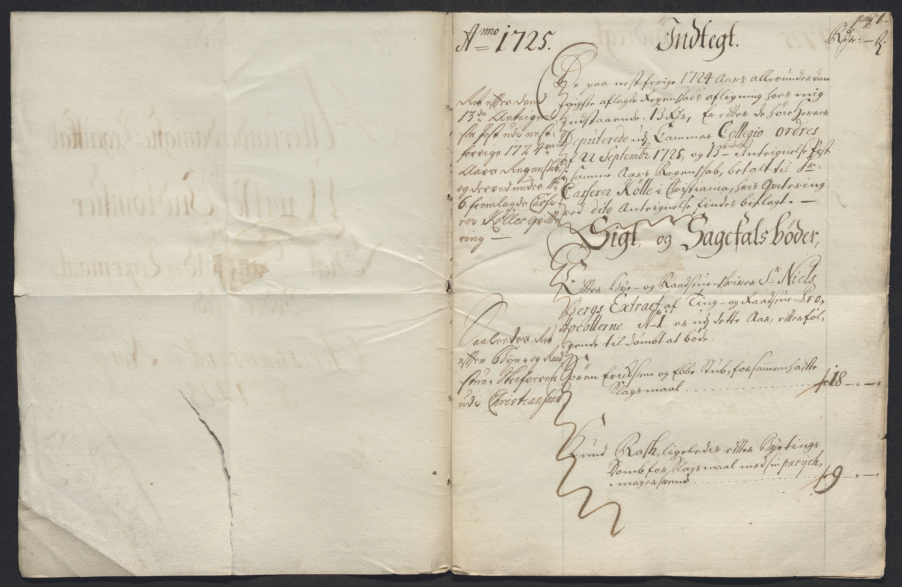 Rentekammeret inntil 1814, Reviderte regnskaper, Byregnskaper, AV/RA-EA-4066/R/Rm/L0286: [M19] Sikt og sakefall, 1719-1727, s. 372