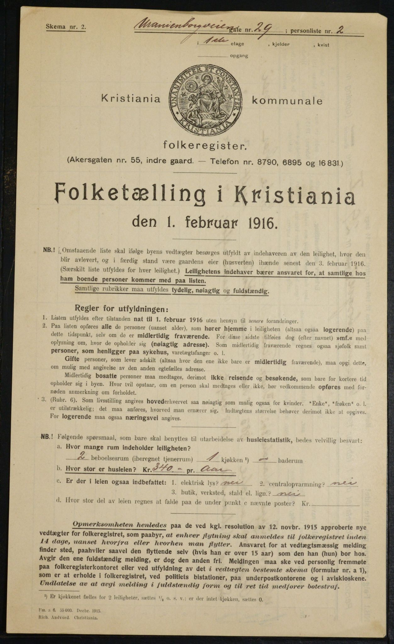 OBA, Kommunal folketelling 1.2.1916 for Kristiania, 1916, s. 124276