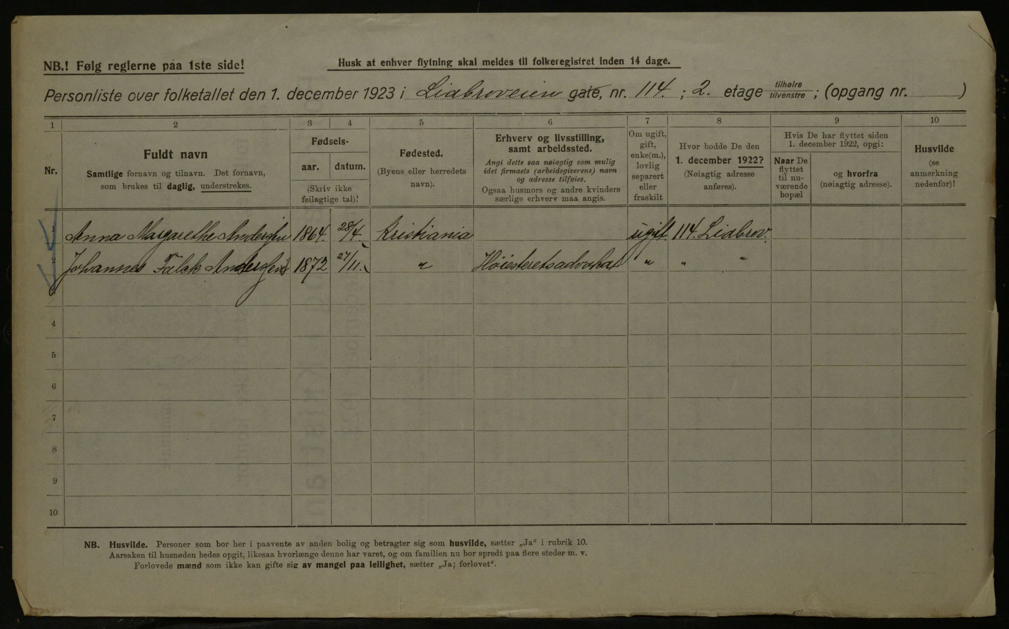 OBA, Kommunal folketelling 1.12.1923 for Kristiania, 1923, s. 64738