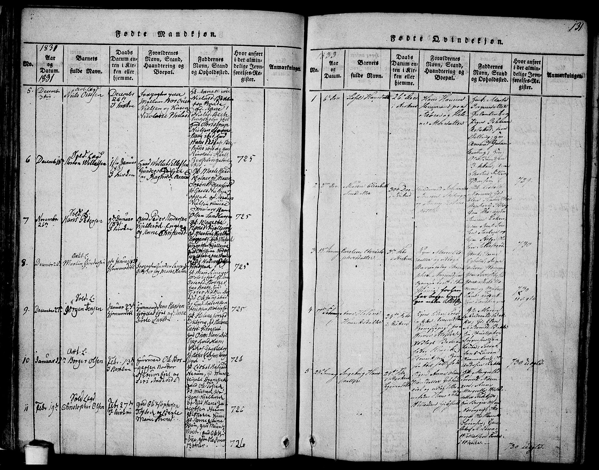Rygge prestekontor Kirkebøker, SAO/A-10084b/F/Fa/L0003: Ministerialbok nr. 3, 1814-1836, s. 130-131