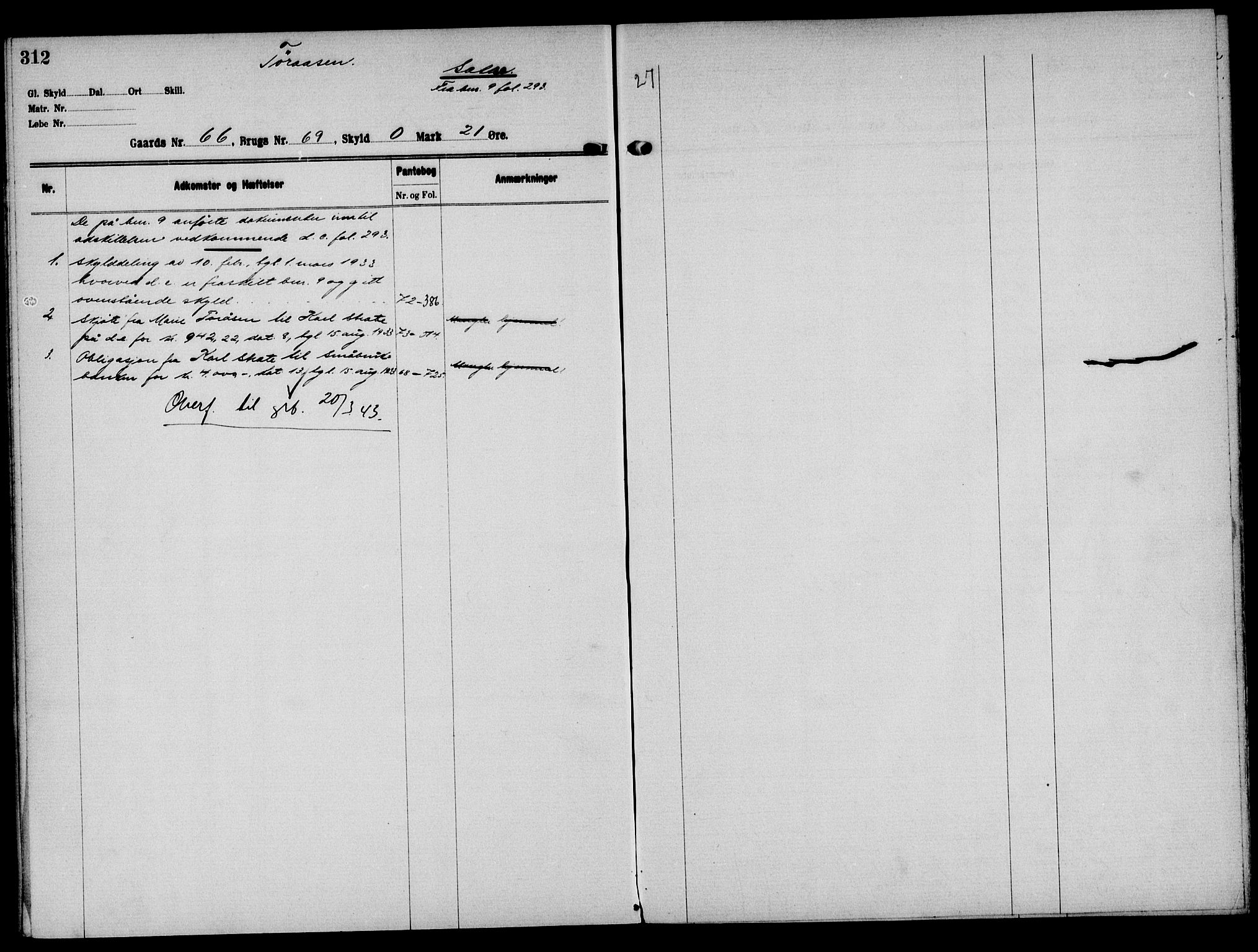 Solør tingrett, AV/SAH-TING-008/H/Ha/Hak/L0005: Panteregister nr. V, 1900-1935, s. 312