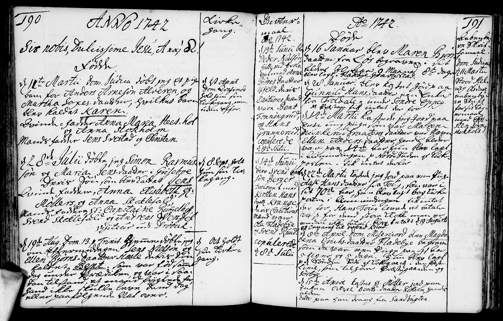 Nesodden prestekontor Kirkebøker, AV/SAO-A-10013/F/Fa/L0001: Ministerialbok nr. I 1, 1709-1750, s. 190-191