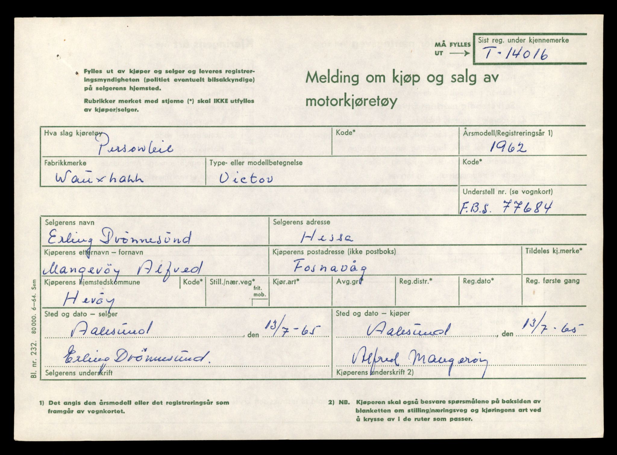 Møre og Romsdal vegkontor - Ålesund trafikkstasjon, AV/SAT-A-4099/F/Fe/L0042: Registreringskort for kjøretøy T 13906 - T 14079, 1927-1998, s. 1631