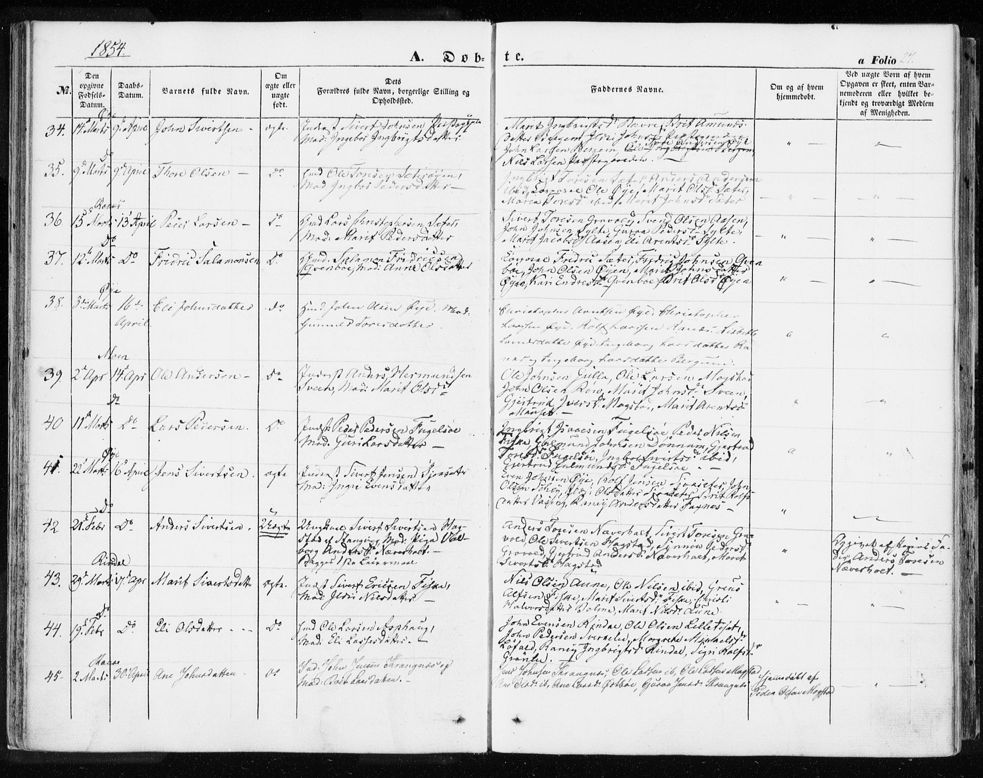 Ministerialprotokoller, klokkerbøker og fødselsregistre - Møre og Romsdal, AV/SAT-A-1454/595/L1044: Ministerialbok nr. 595A06, 1852-1863, s. 27