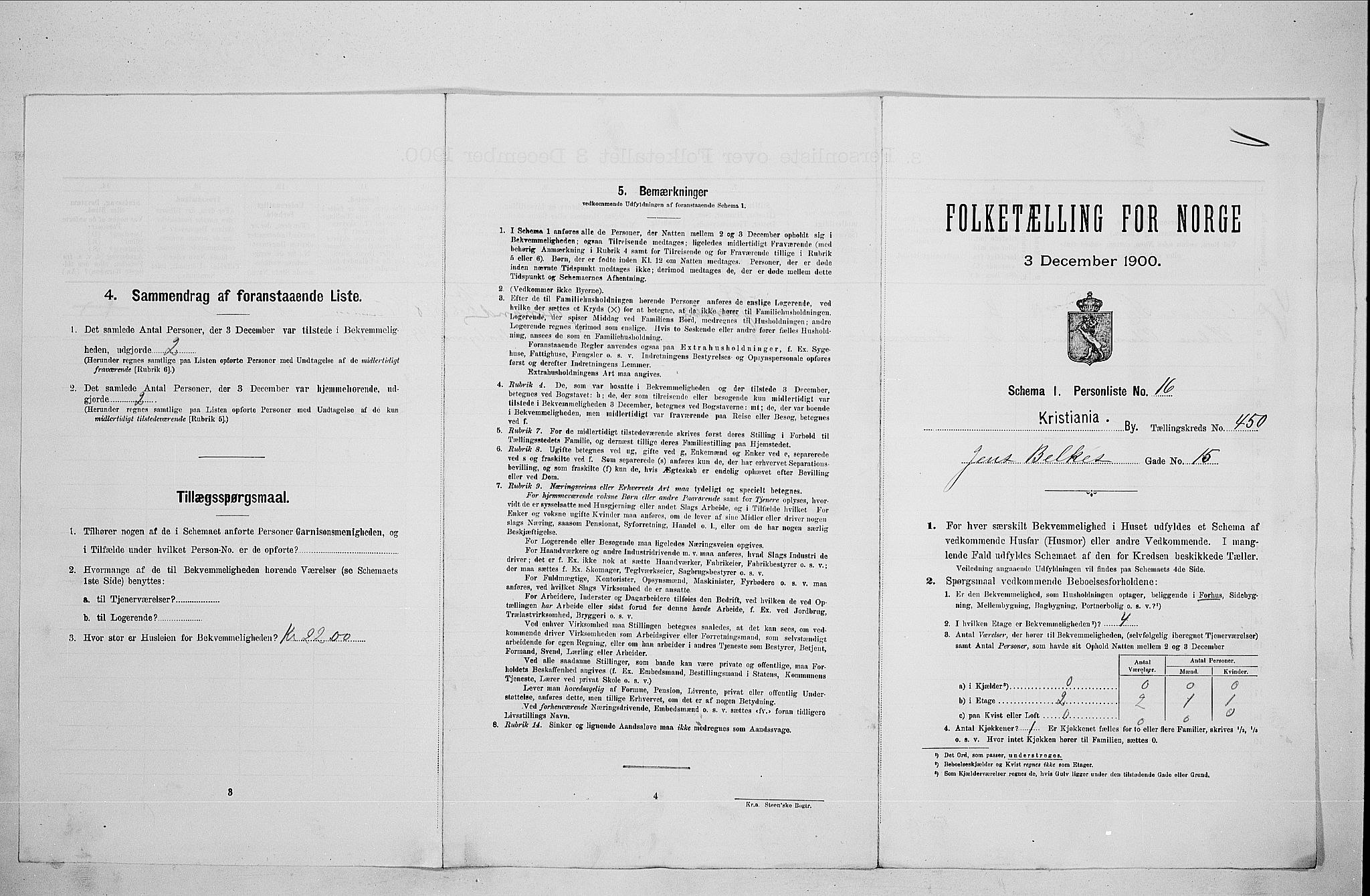 SAO, Folketelling 1900 for 0301 Kristiania kjøpstad, 1900, s. 43040